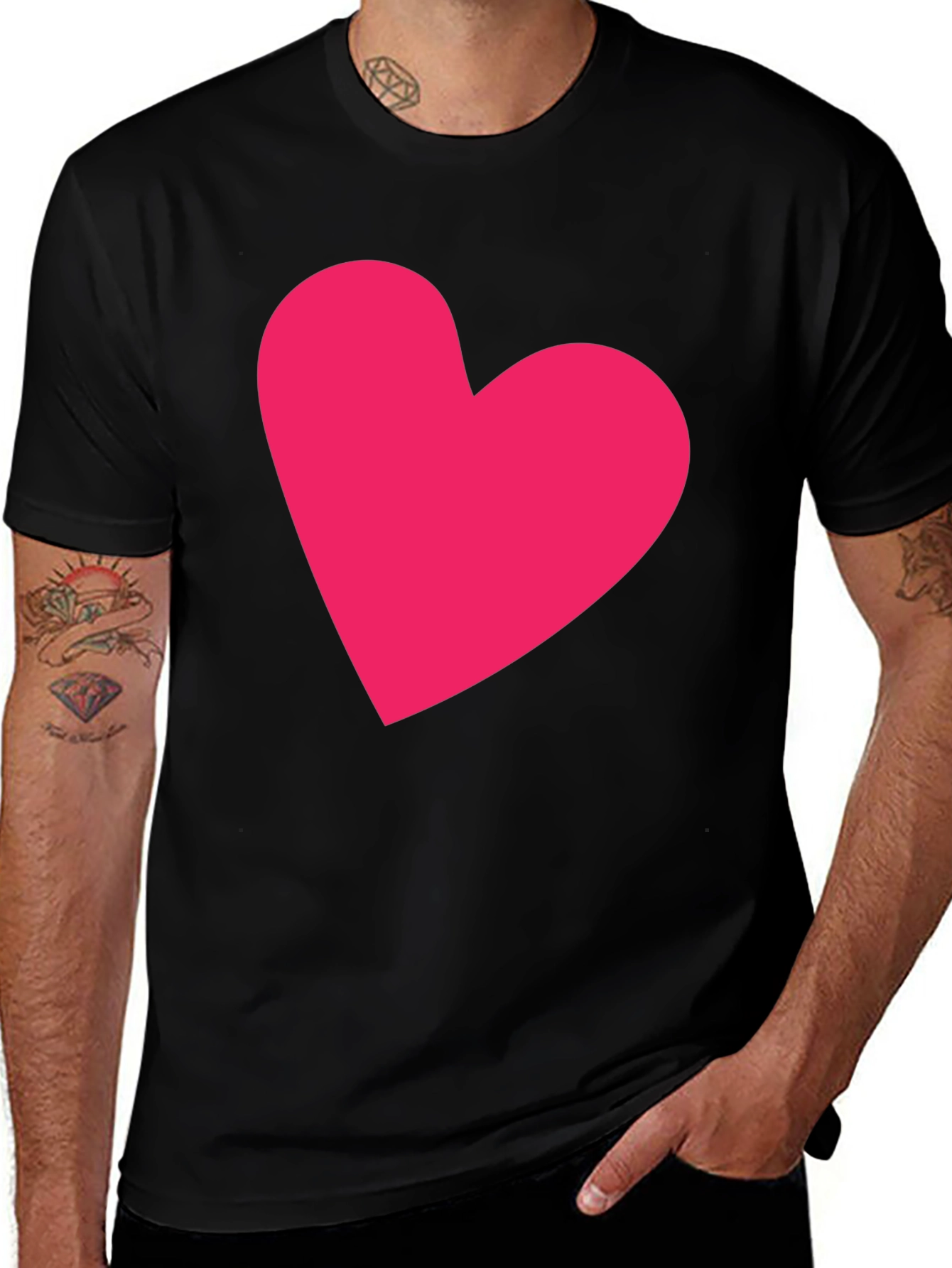 Heart Graphic Tee - Casual Black Cotton T-Shirt