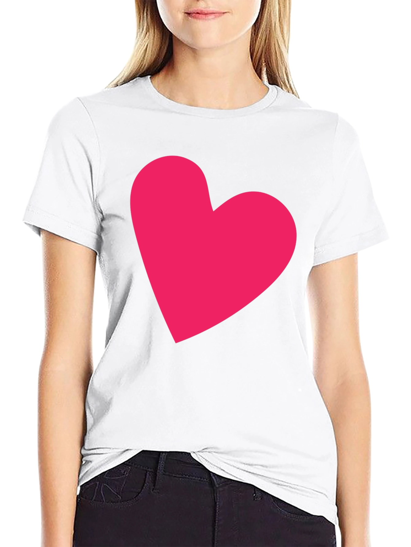 Heart Graphic Tee - Casual Black Cotton T-Shirt
