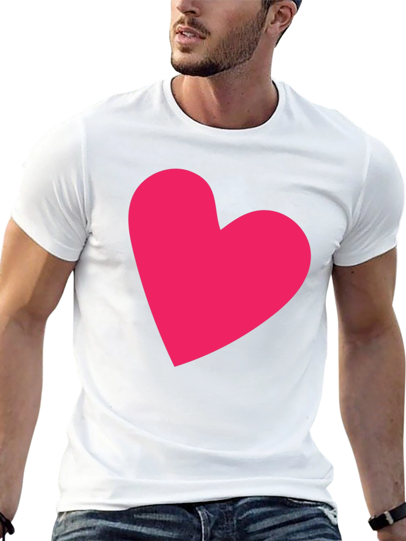 Heart Graphic Tee - Casual Black Cotton T-Shirt