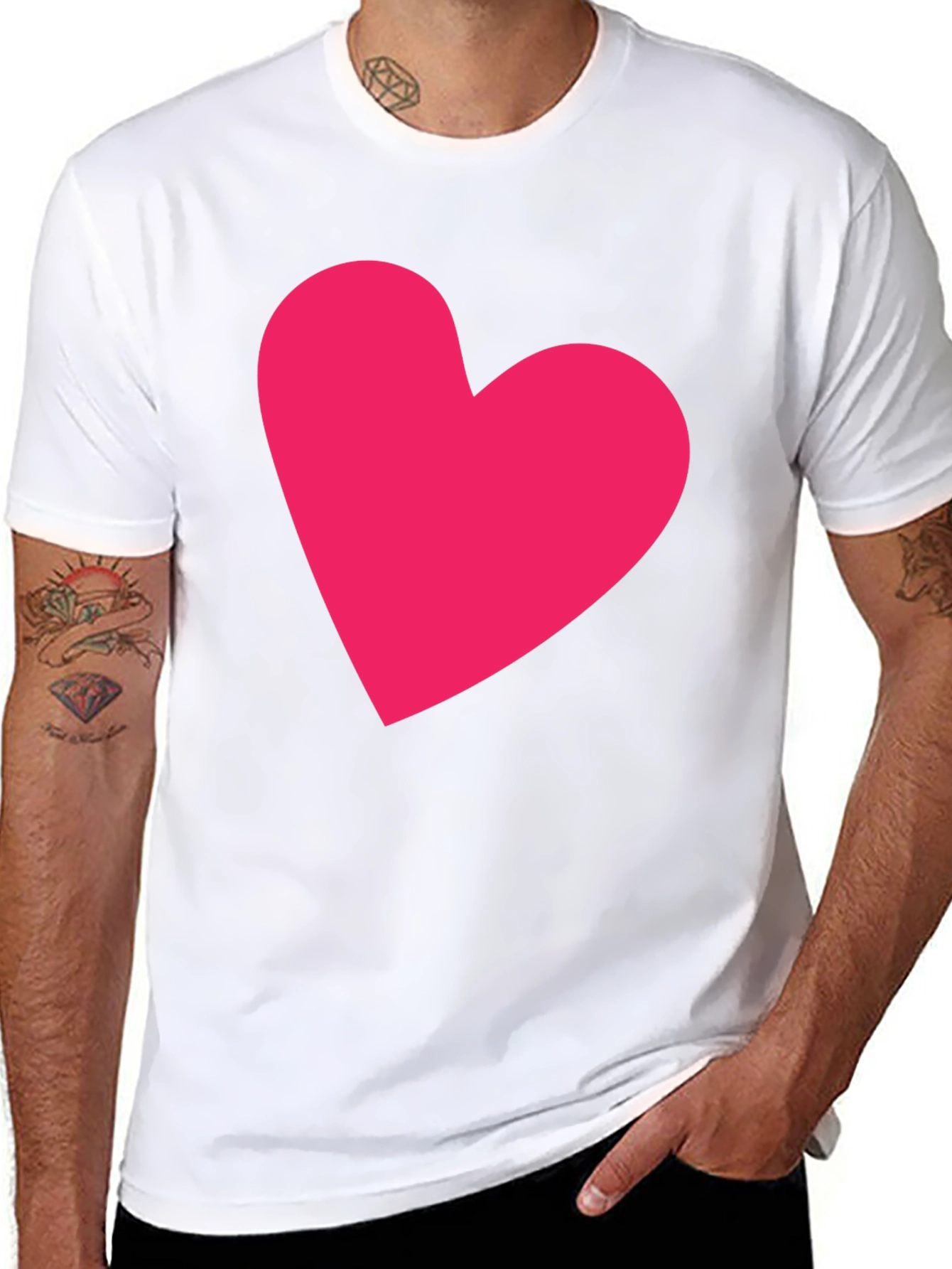 Heart Graphic Tee - Casual Black Cotton T-Shirt