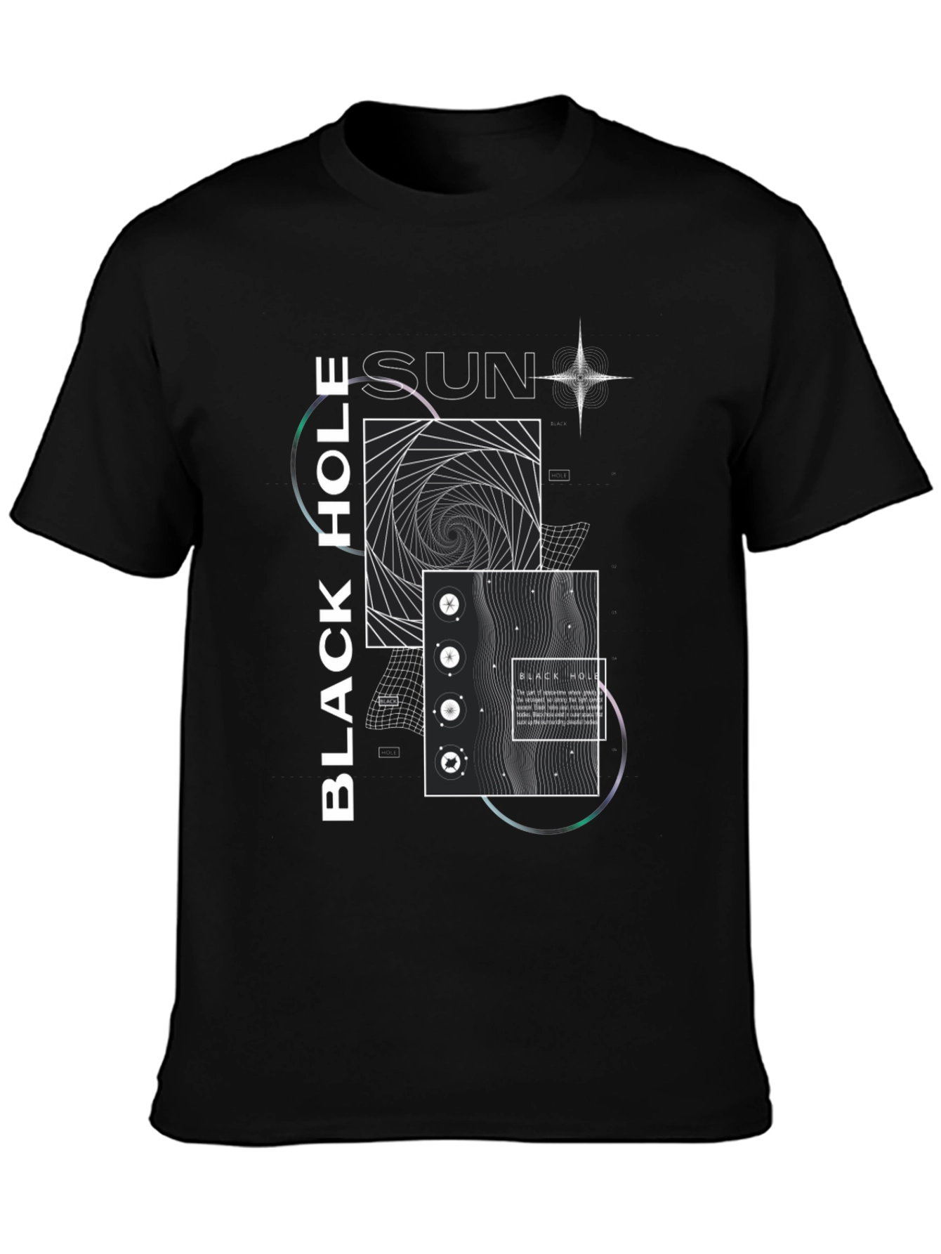 Modern Black Hole Graphic Print Crew Neck T-Shirt