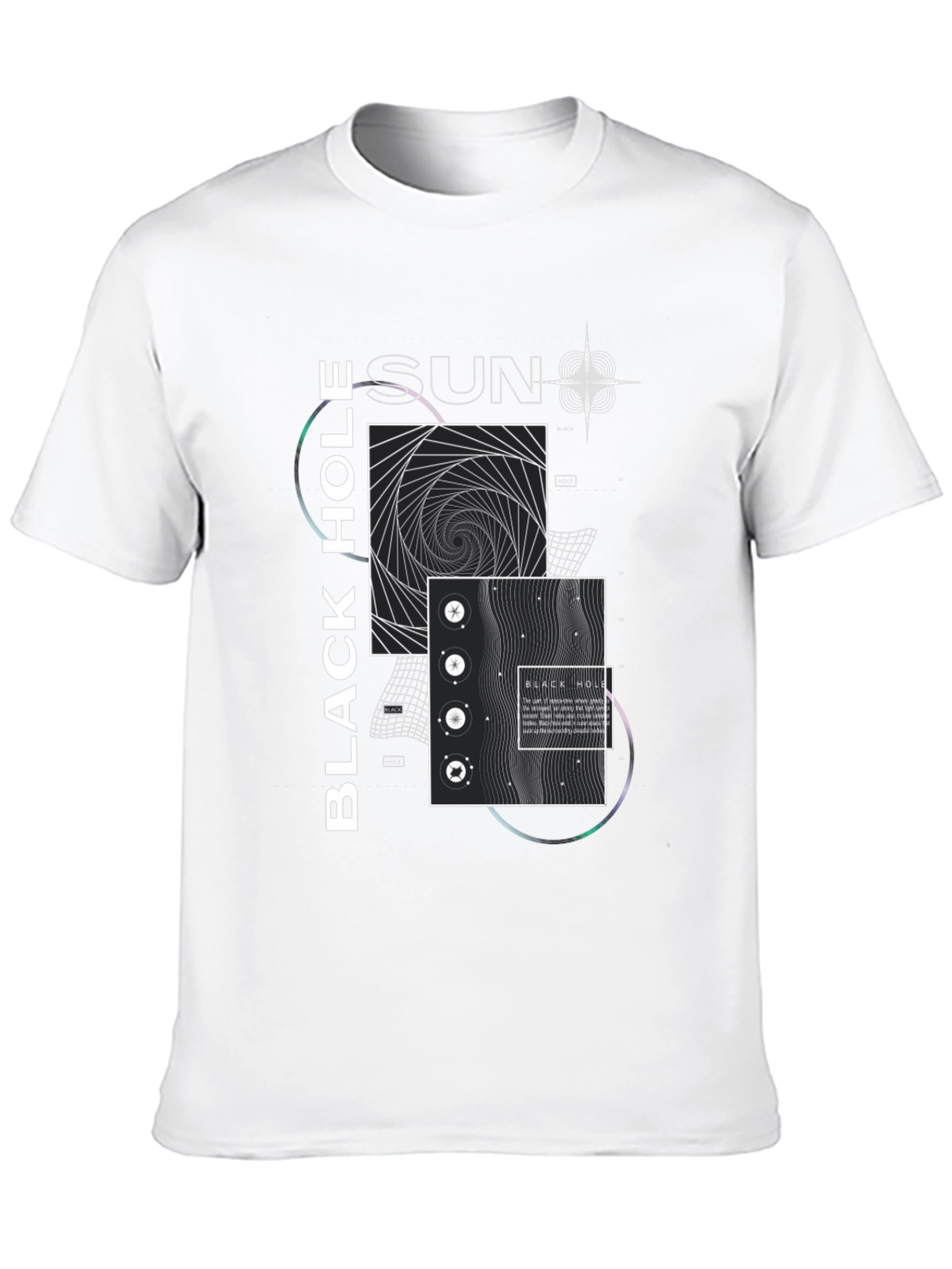 Modern Black Hole Graphic Print Crew Neck T-Shirt