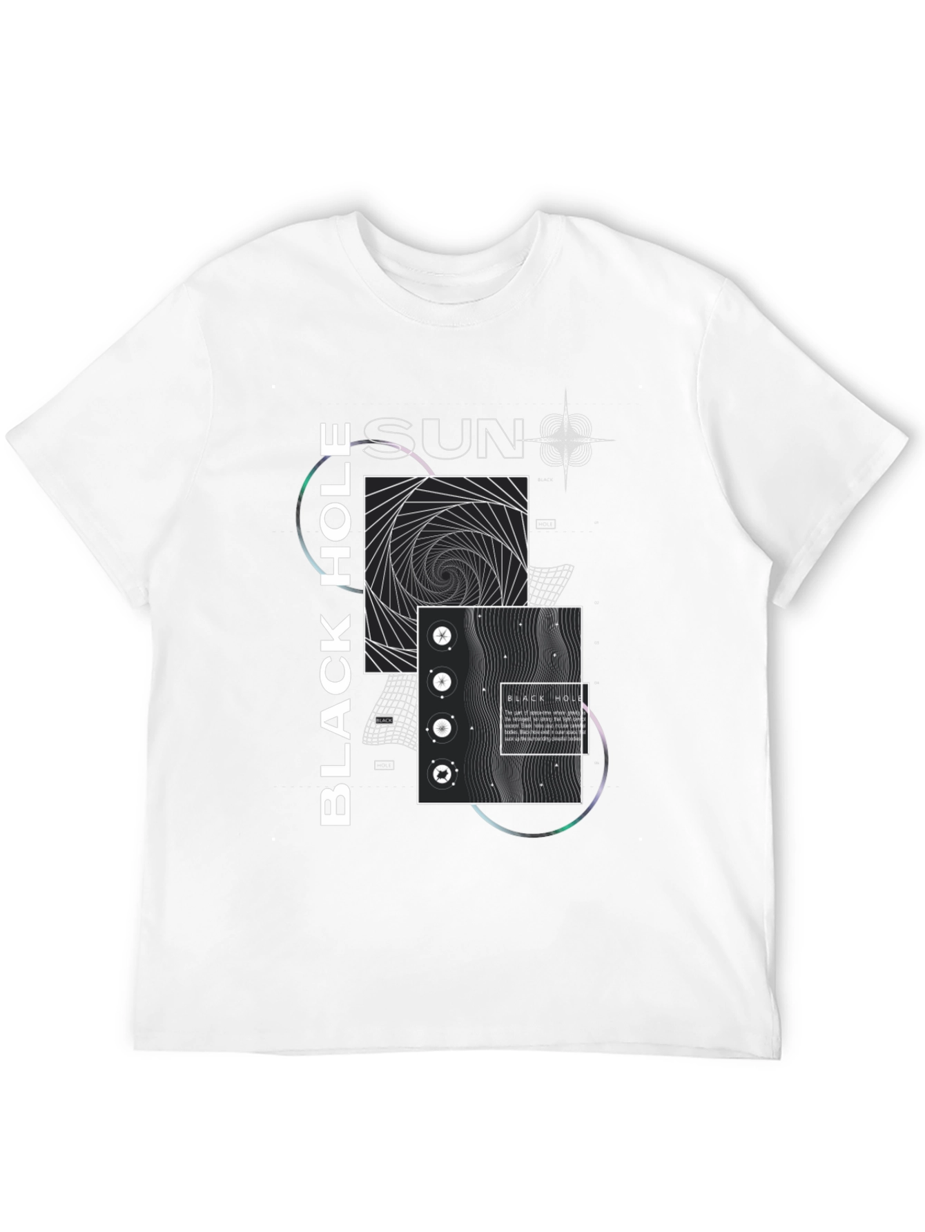 Modern Black Hole Graphic Print Crew Neck T-Shirt
