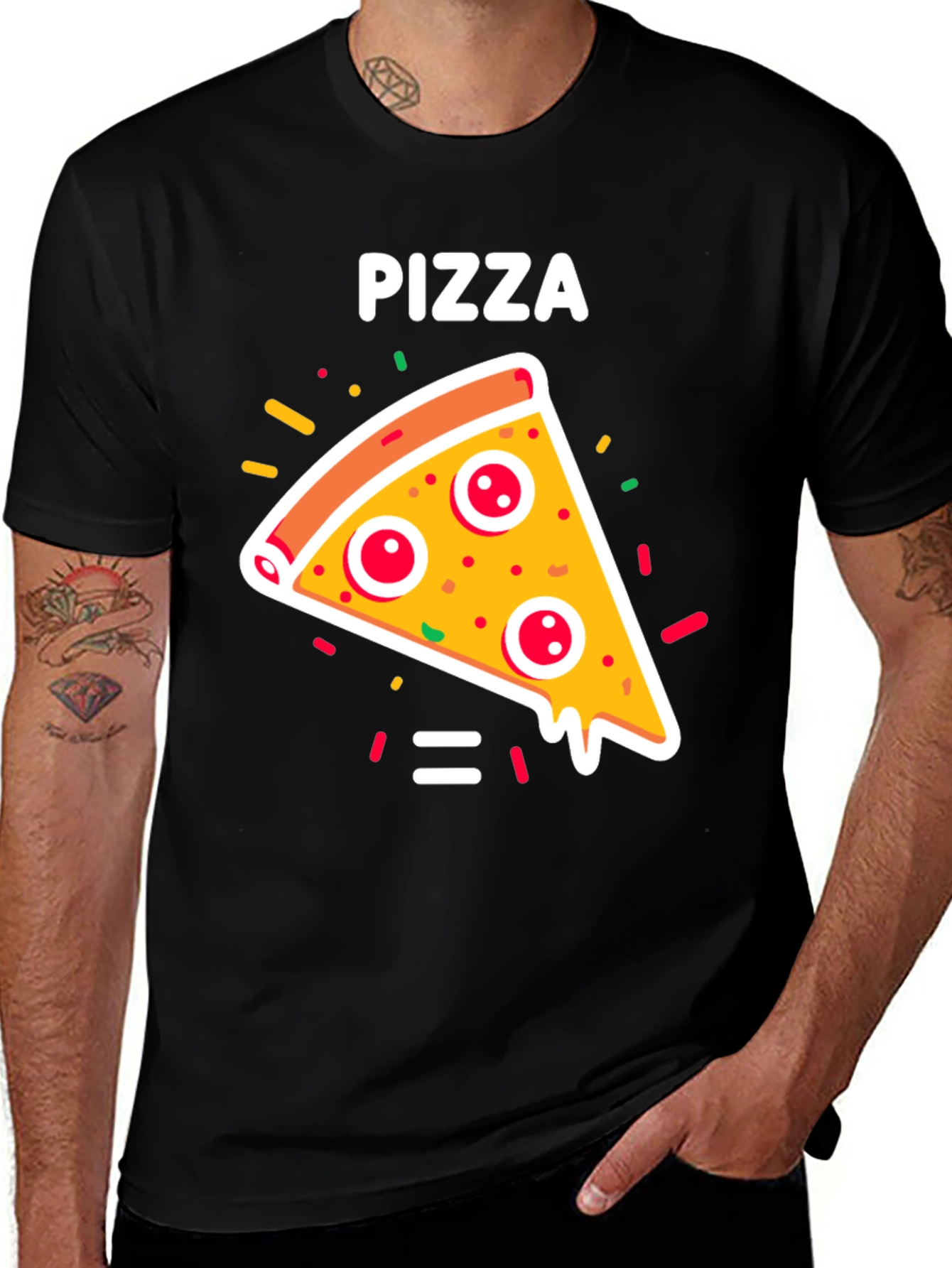 Pizza Slice Graphic Tee - Unisex Black T-Shirt