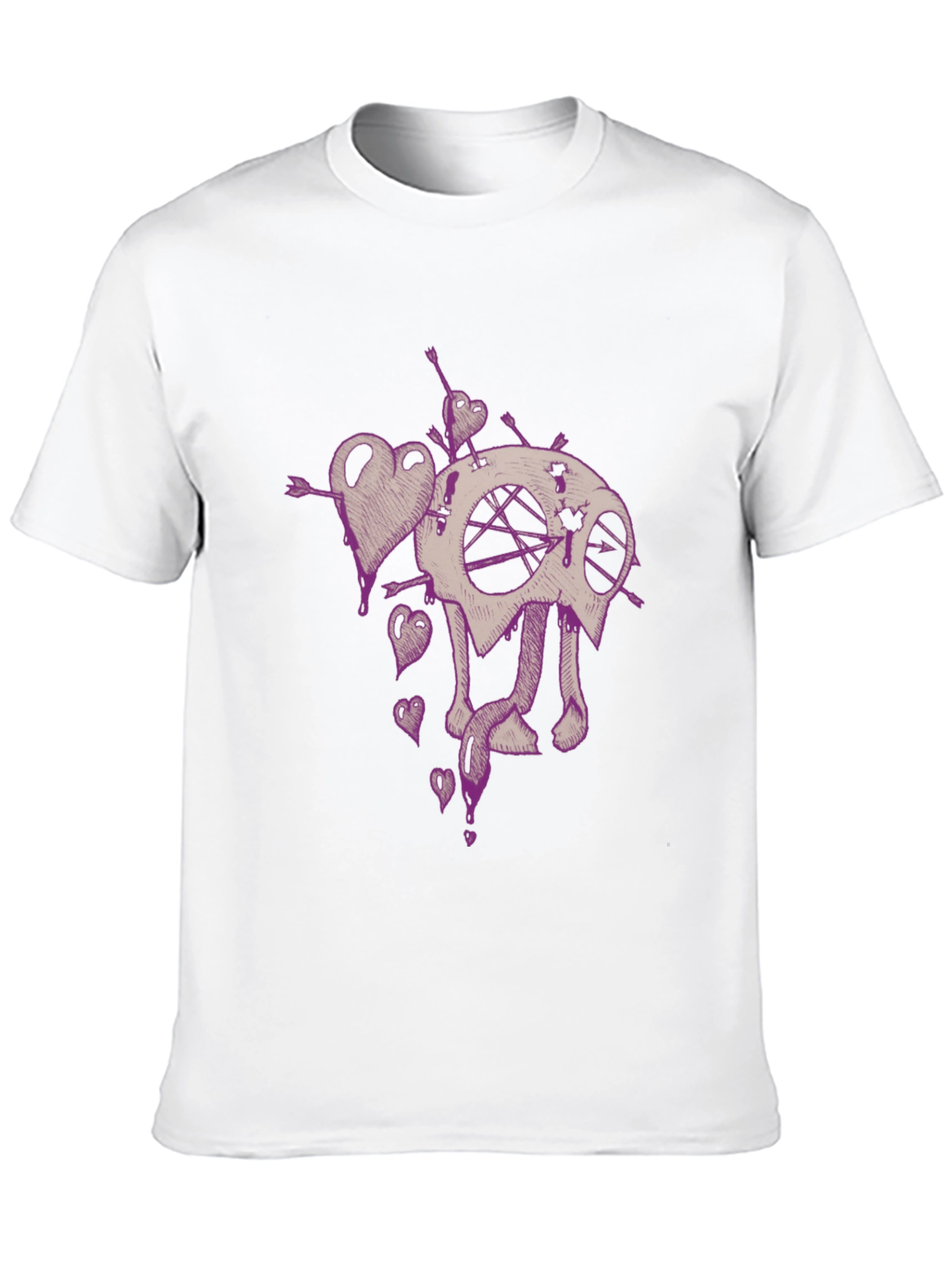 Edgy Heart and Skull Graphic Tee - Black