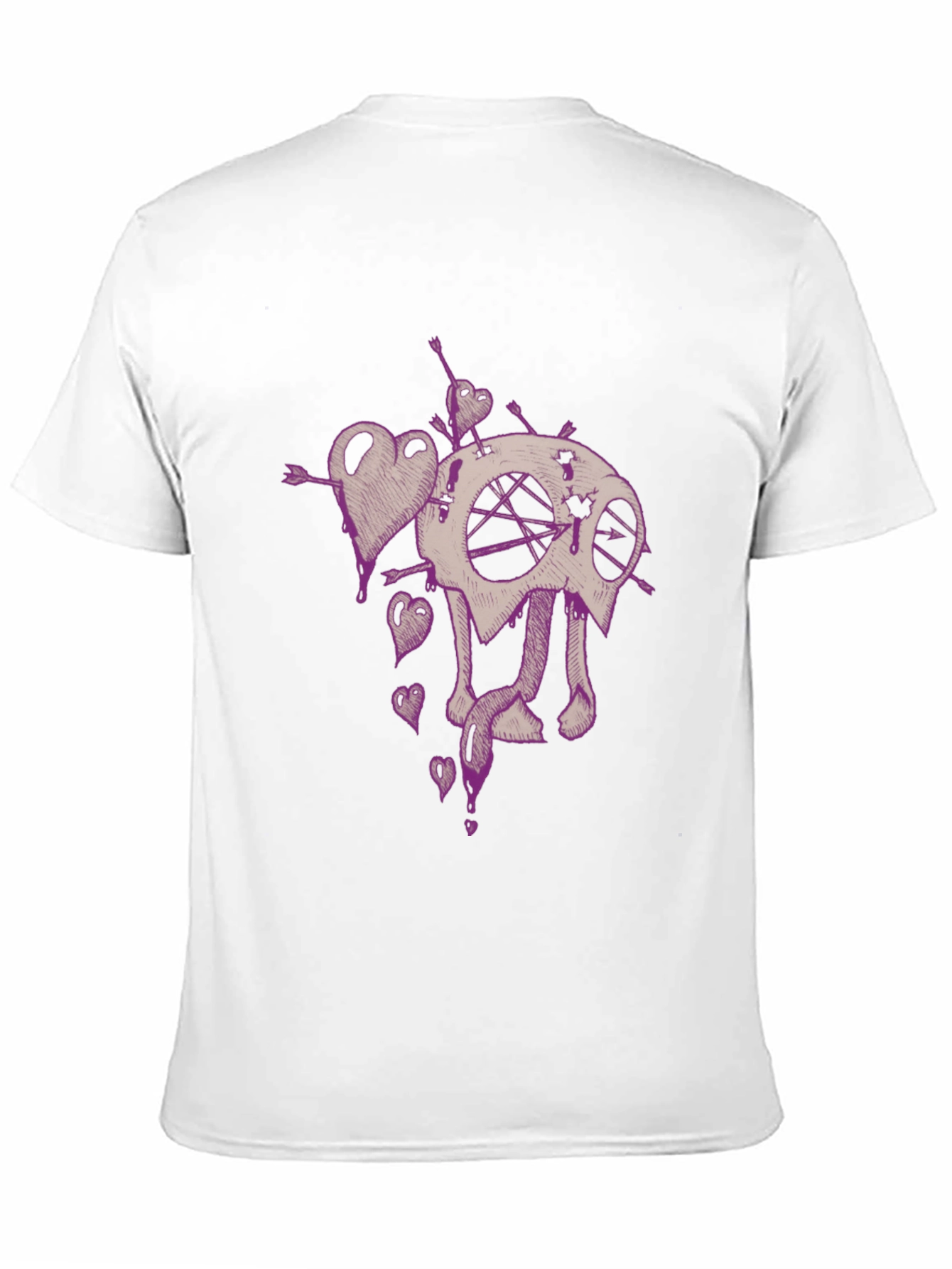 Edgy Heart and Skull Graphic Tee - Black