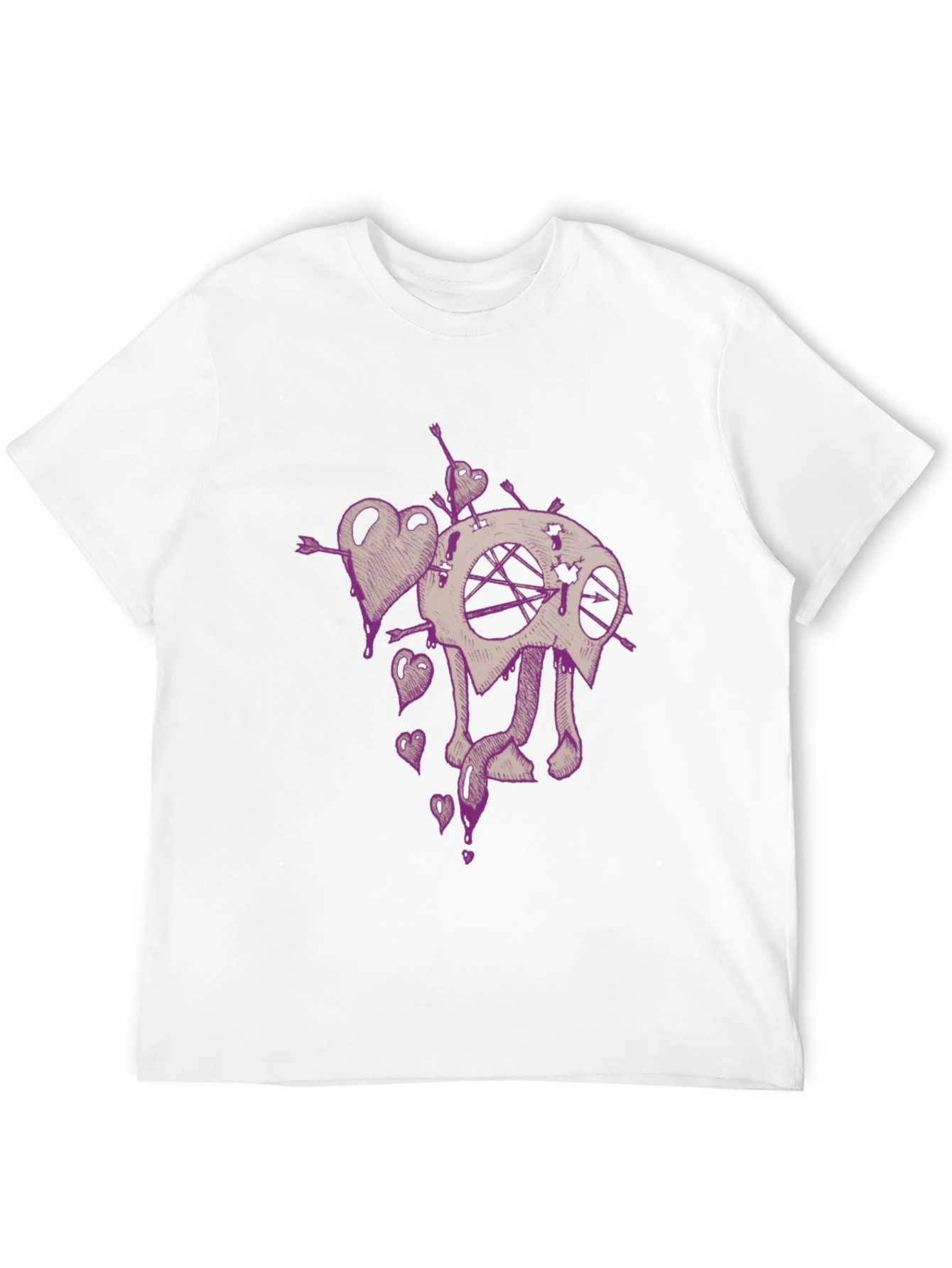 Edgy Heart and Skull Graphic Tee - Black