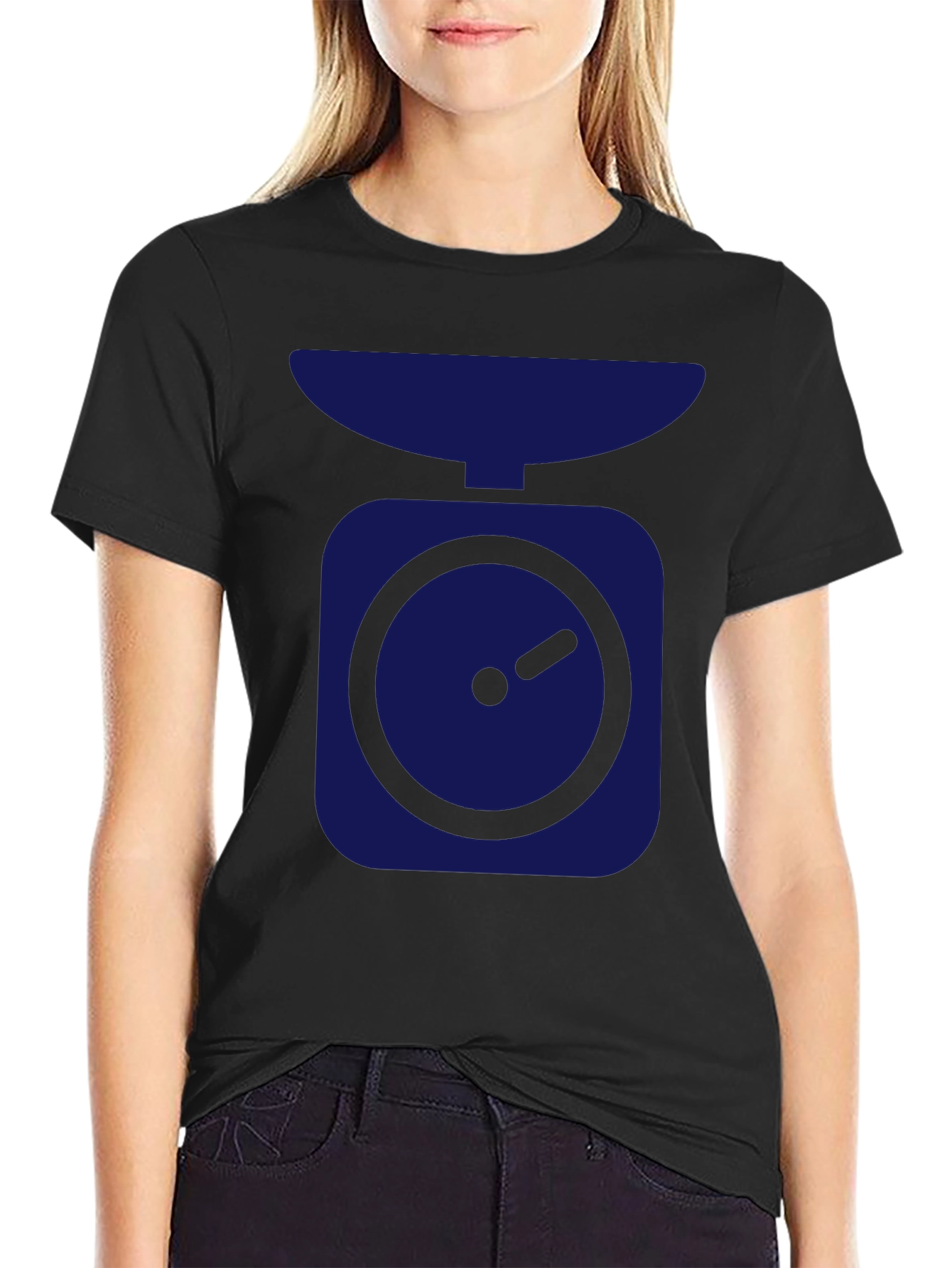 Cool Black T-Shirt with Navy Blue Scale Graphic