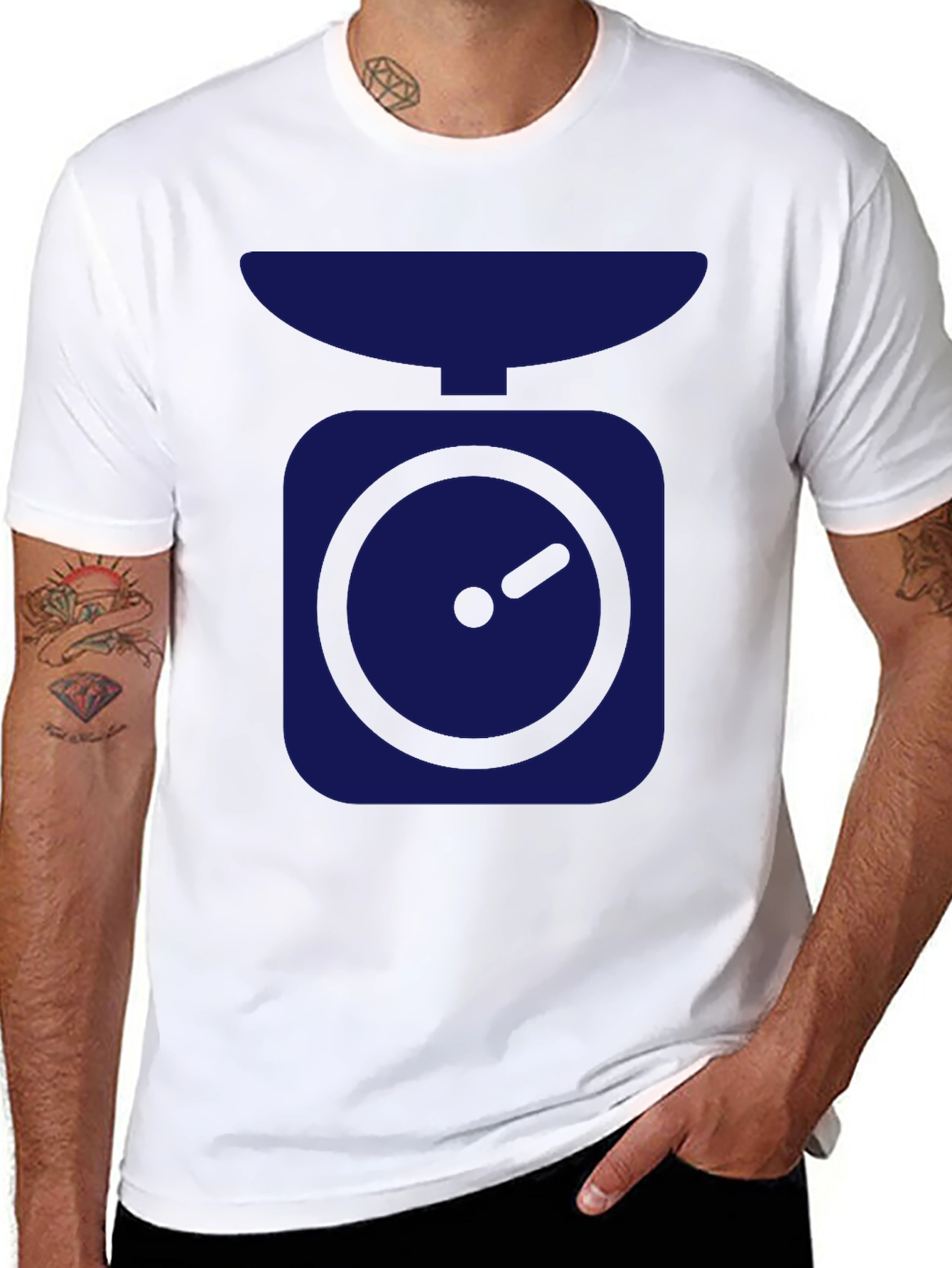 Cool Black T-Shirt with Navy Blue Scale Graphic