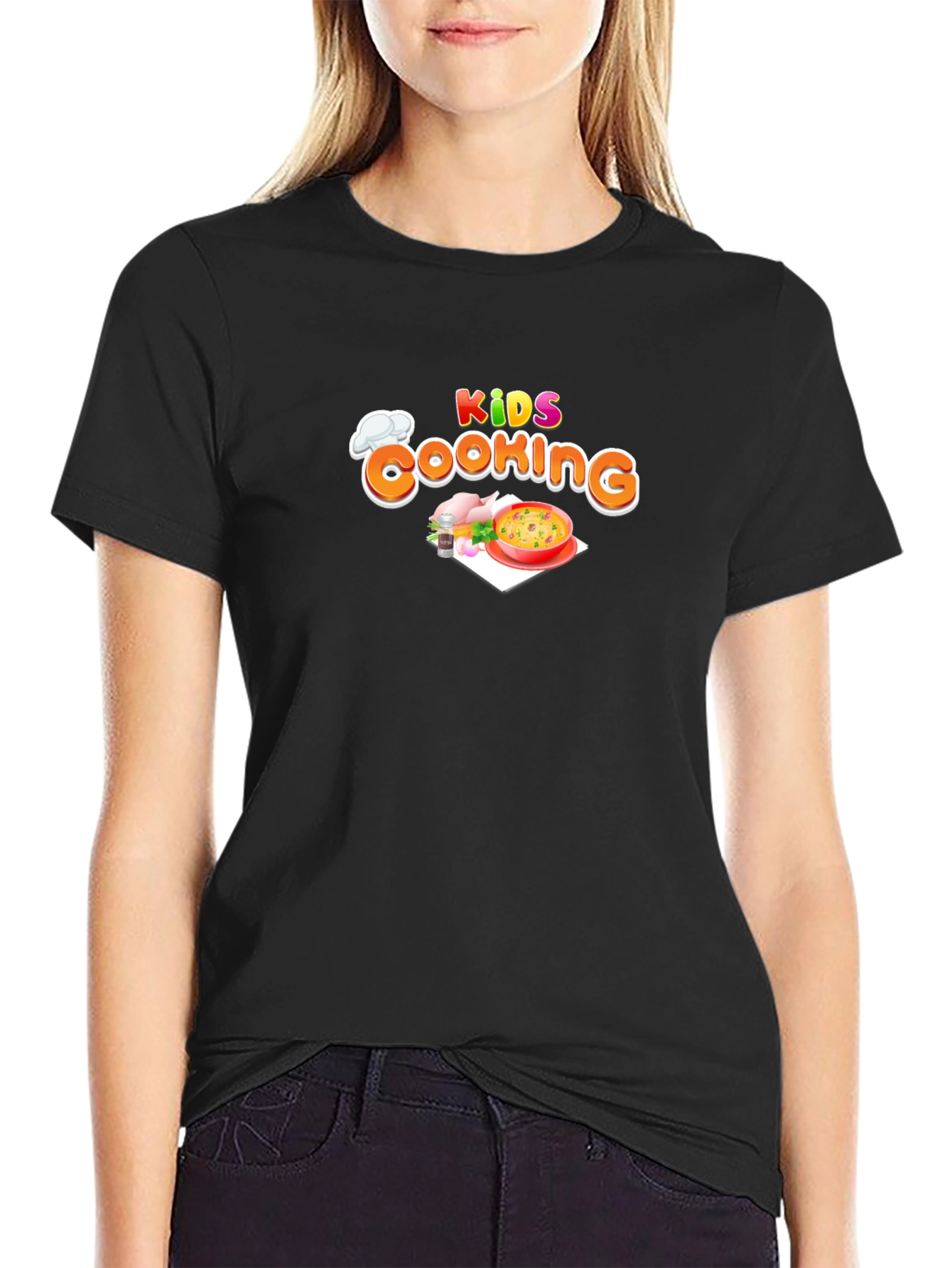 Kids Cooking Black Graphic T-Shirt