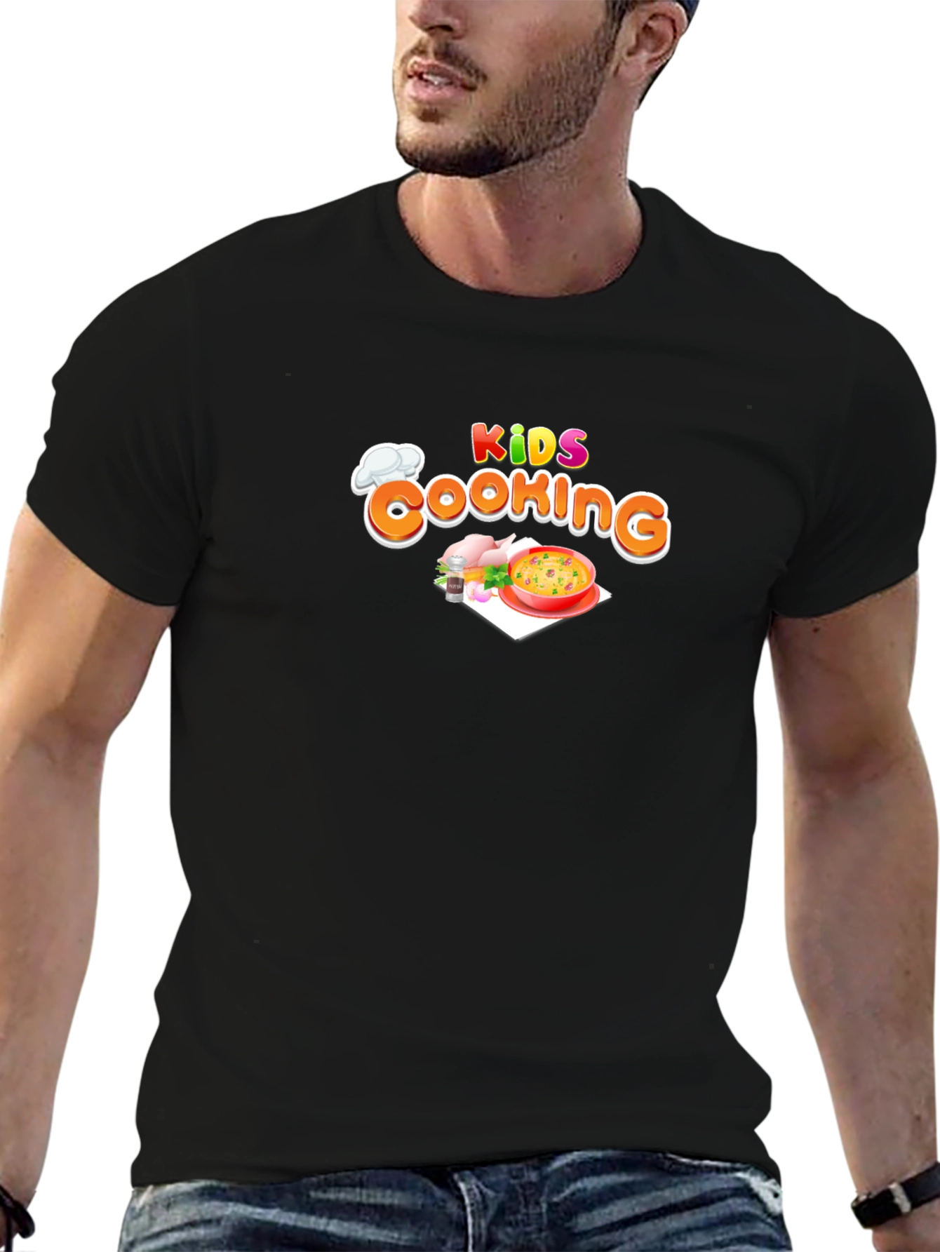 Kids Cooking Black Graphic T-Shirt