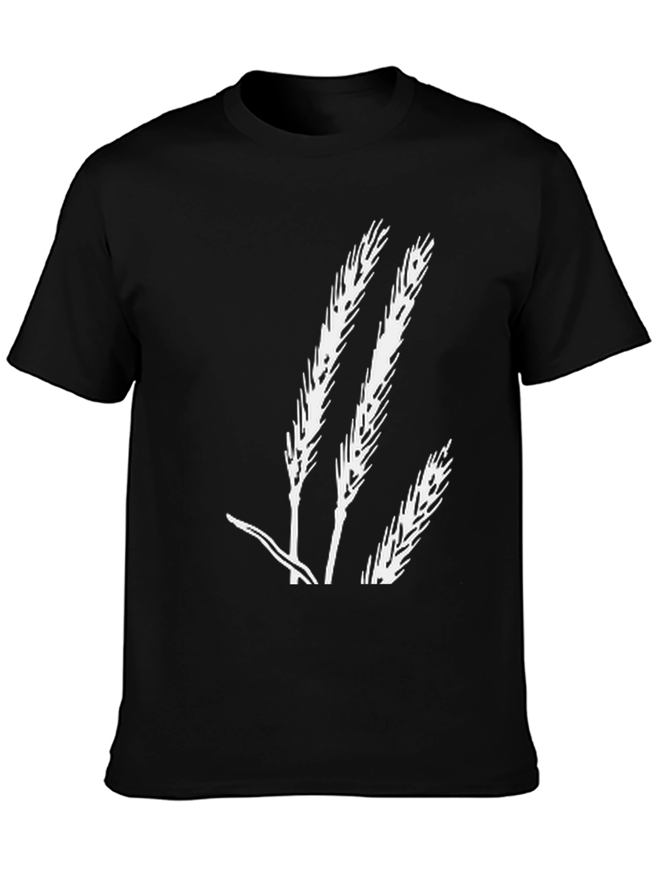 Wheat Stalk Graphic Tee - Black Cotton T-Shirt