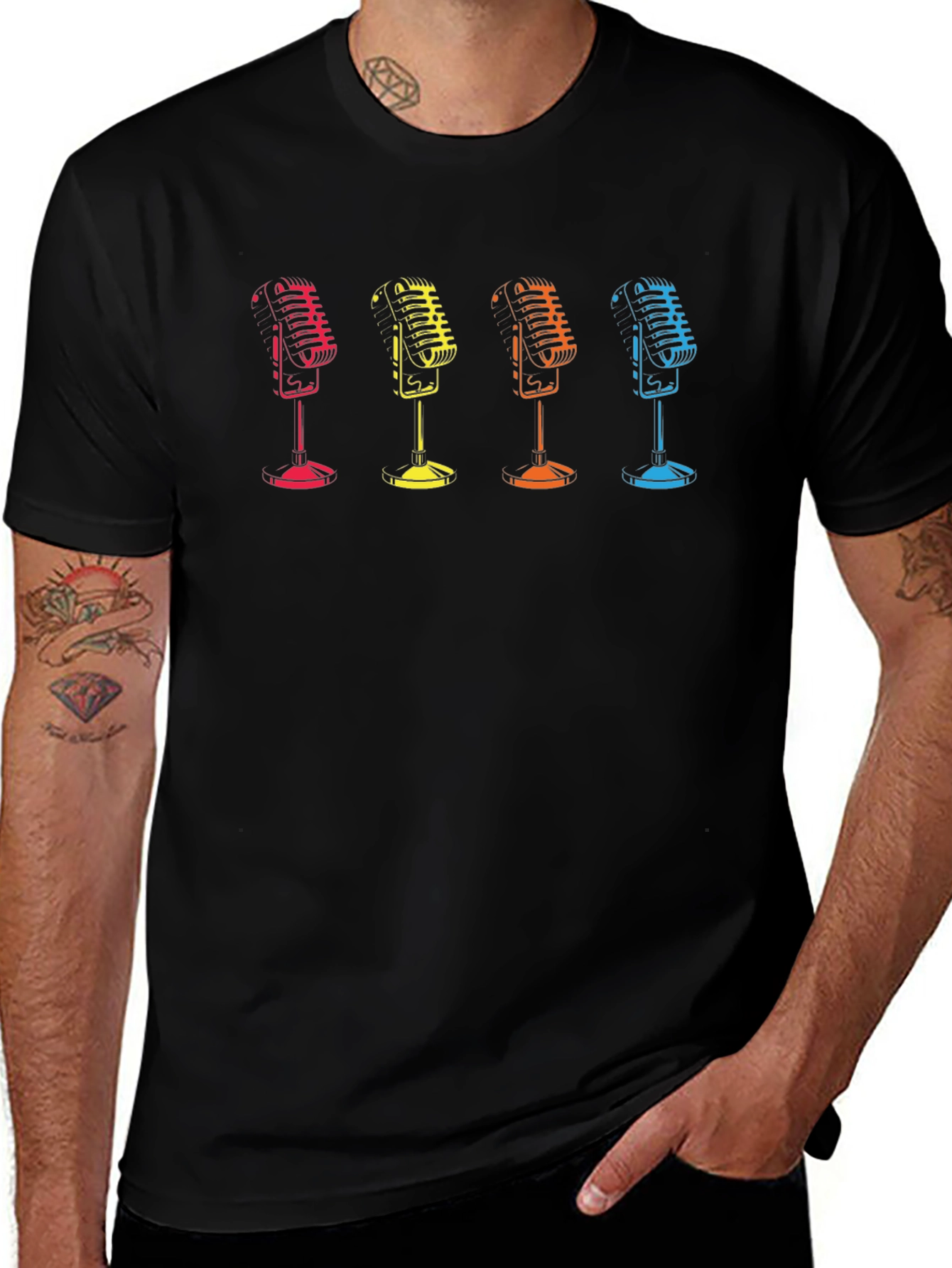 Retro Mic Graphic Tee - Classic Vocal Style
