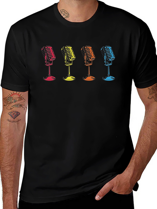 Retro Mic Graphic Tee - Classic Vocal Style