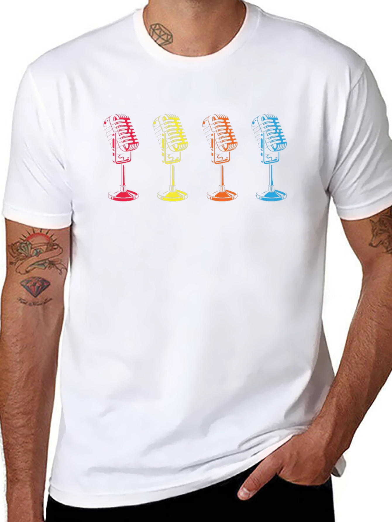 Retro Mic Graphic Tee - Classic Vocal Style