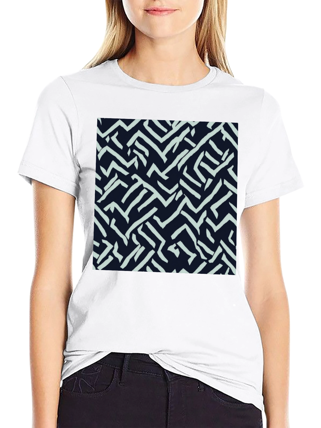 Abstract Labyrinth Print Tee - Modern Casual Style