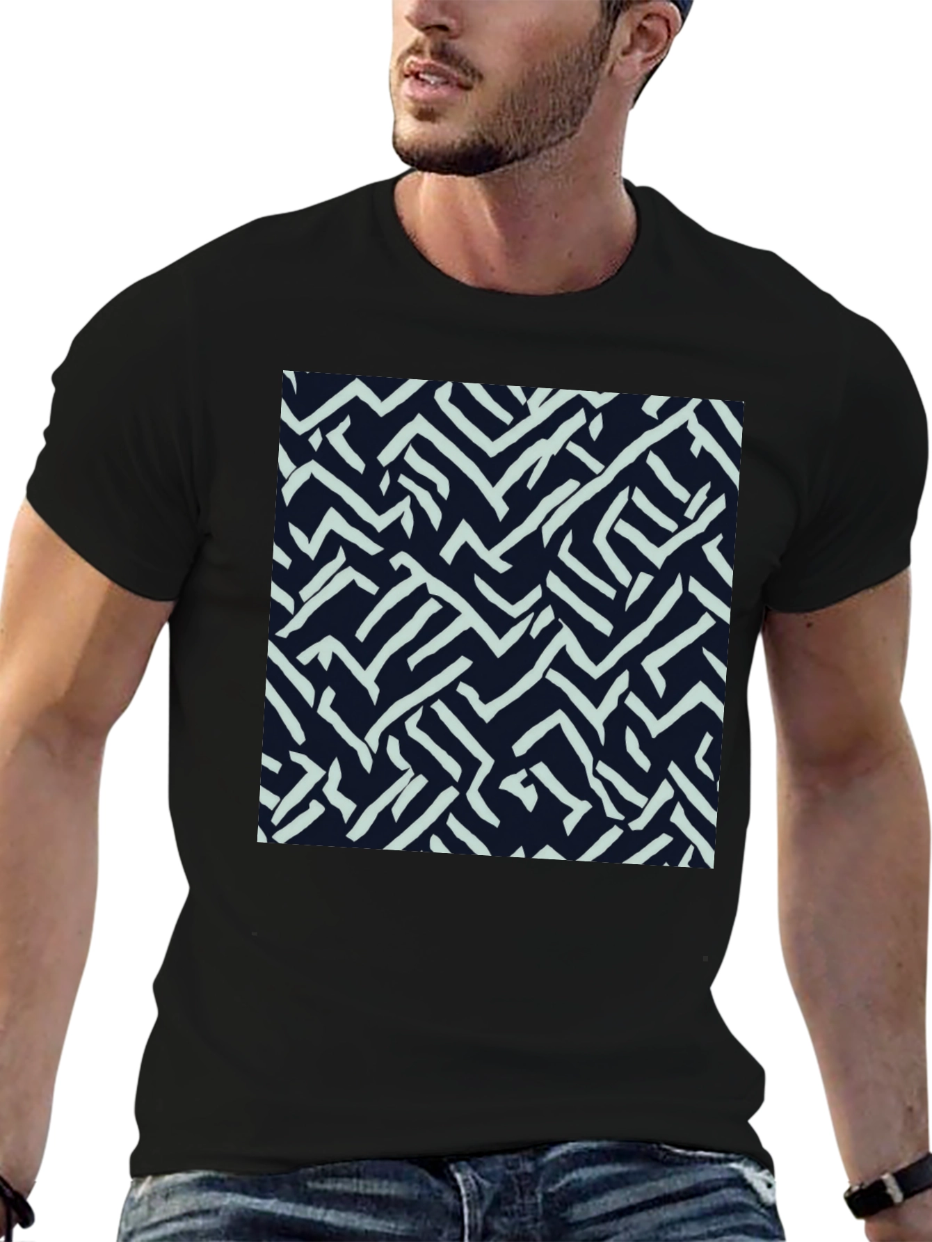 Abstract Labyrinth Print Tee - Modern Casual Style