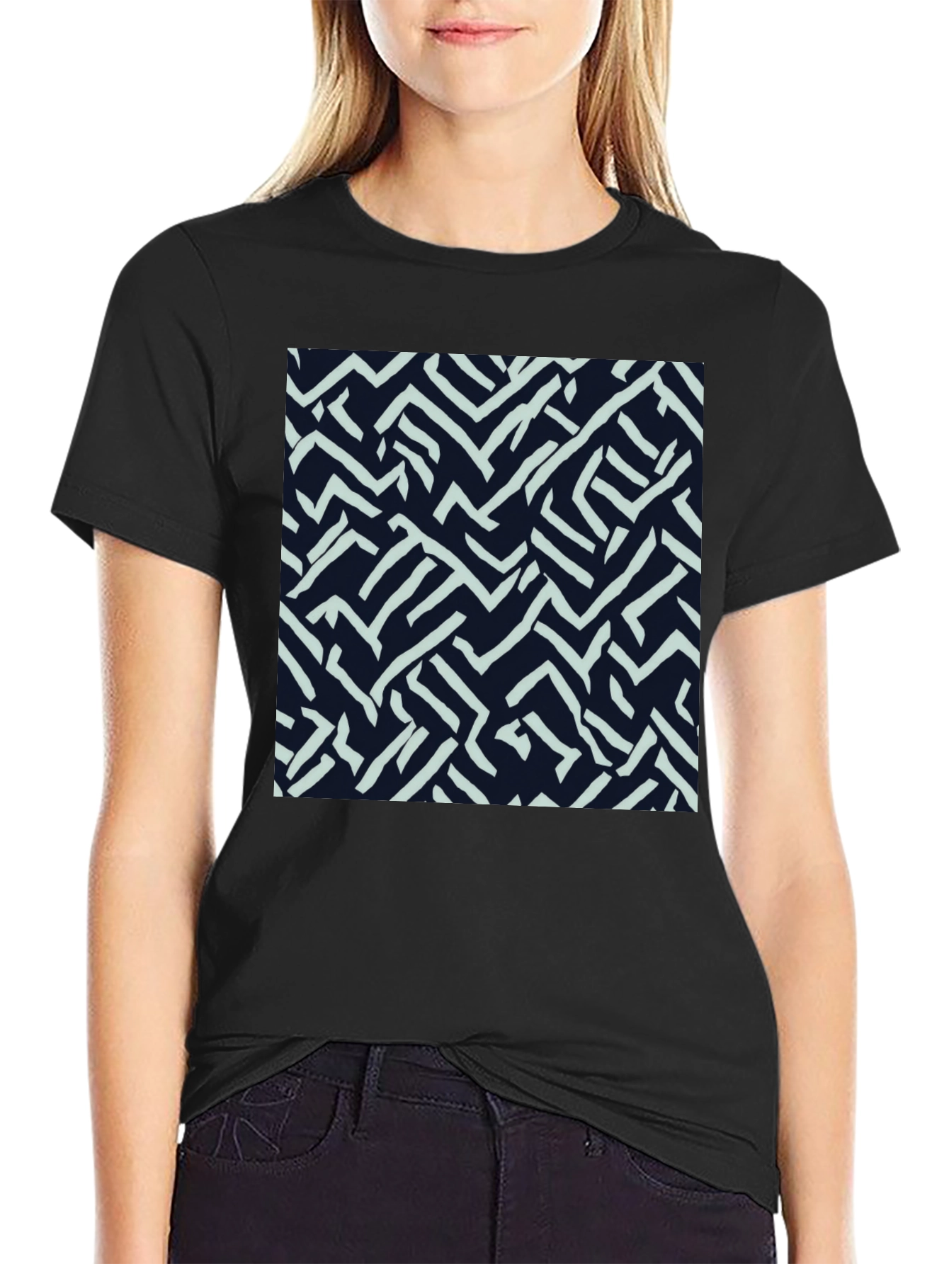 Abstract Labyrinth Print Tee - Modern Casual Style