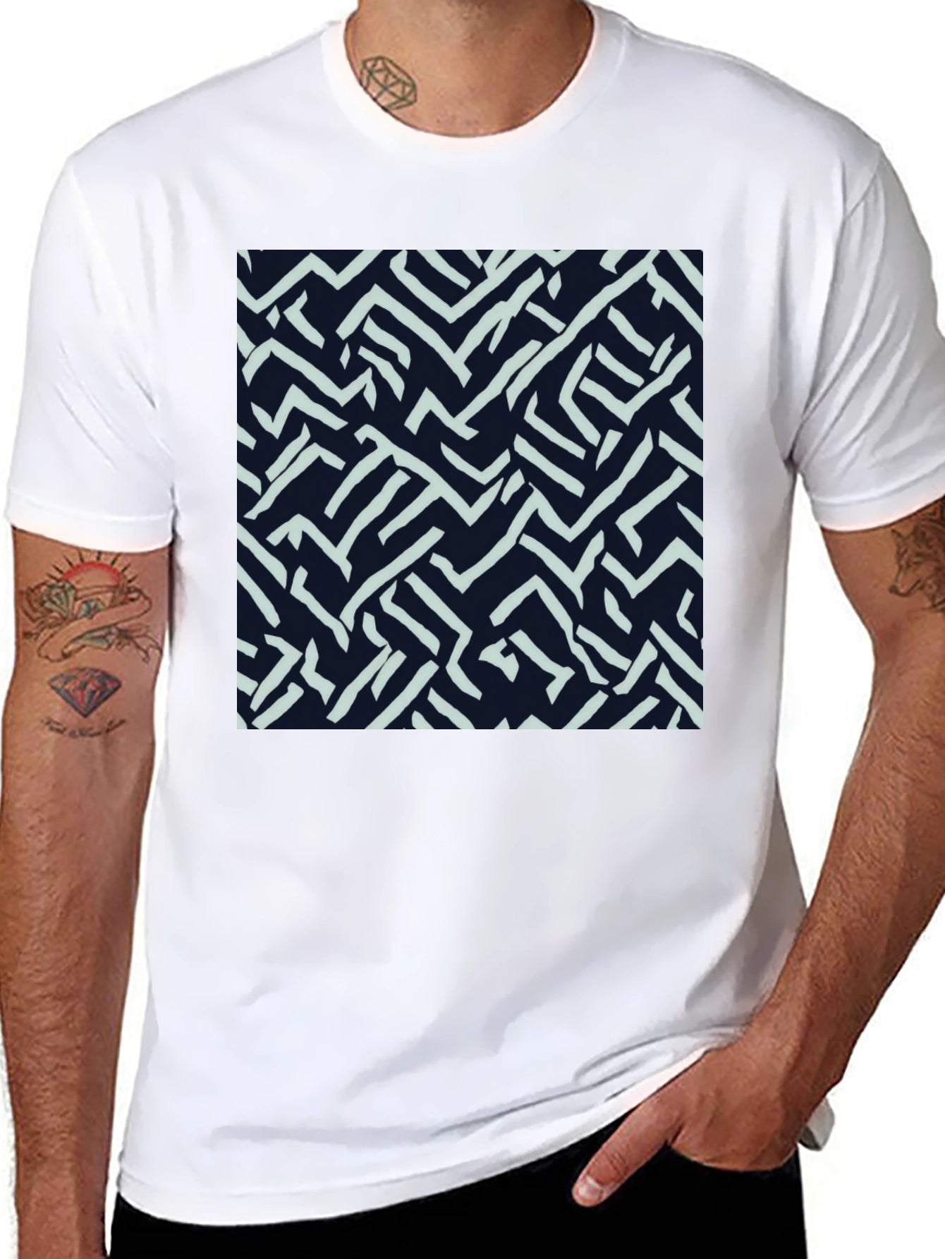 Abstract Labyrinth Print Tee - Modern Casual Style