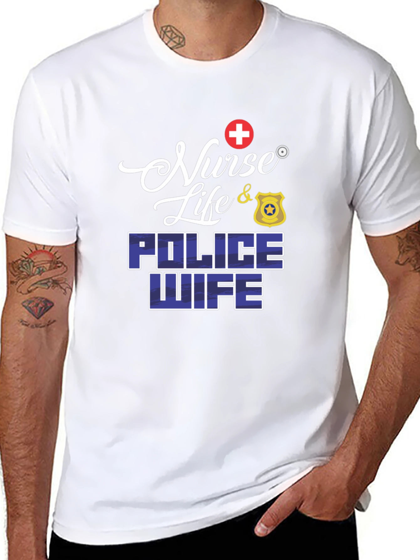 Nurse Life & Police Wife Graphic T-Shirt