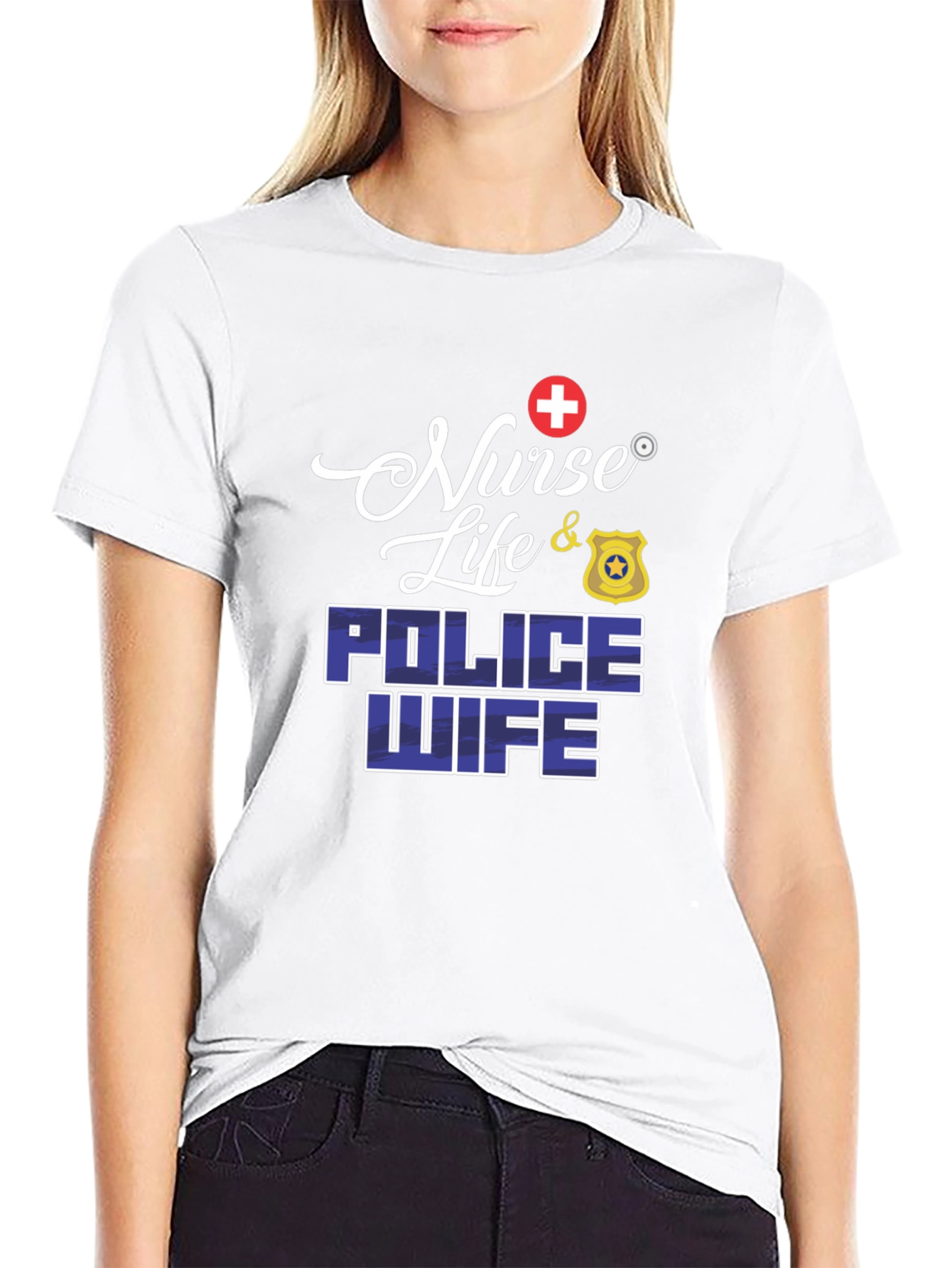 Nurse Life & Police Wife Graphic T-Shirt