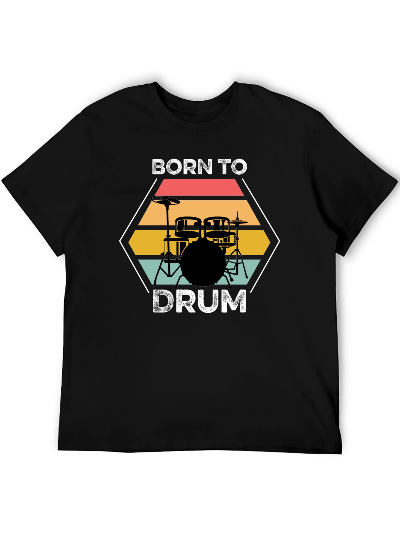 Born to Drum Black T-Shirt Music Lover Tee