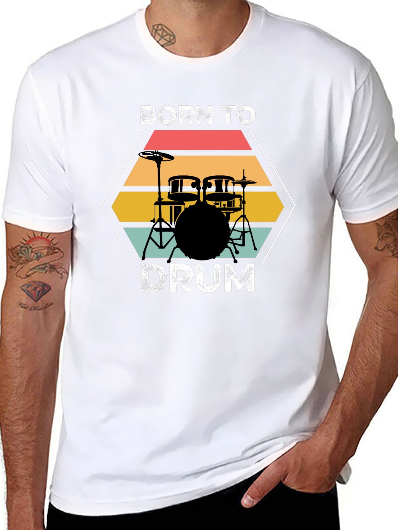 Born to Drum Black T-Shirt Music Lover Tee