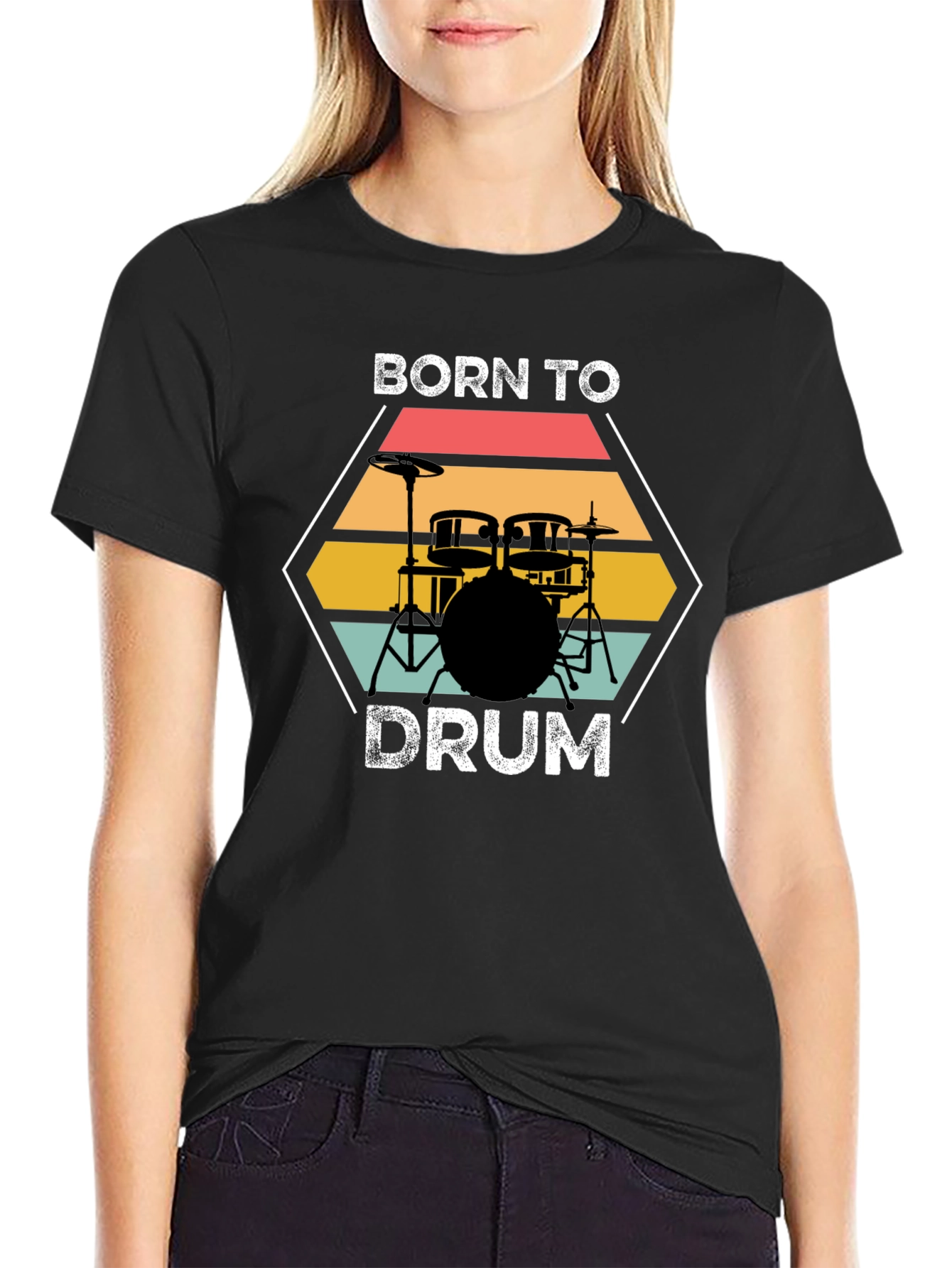 Born to Drum Black T-Shirt Music Lover Tee