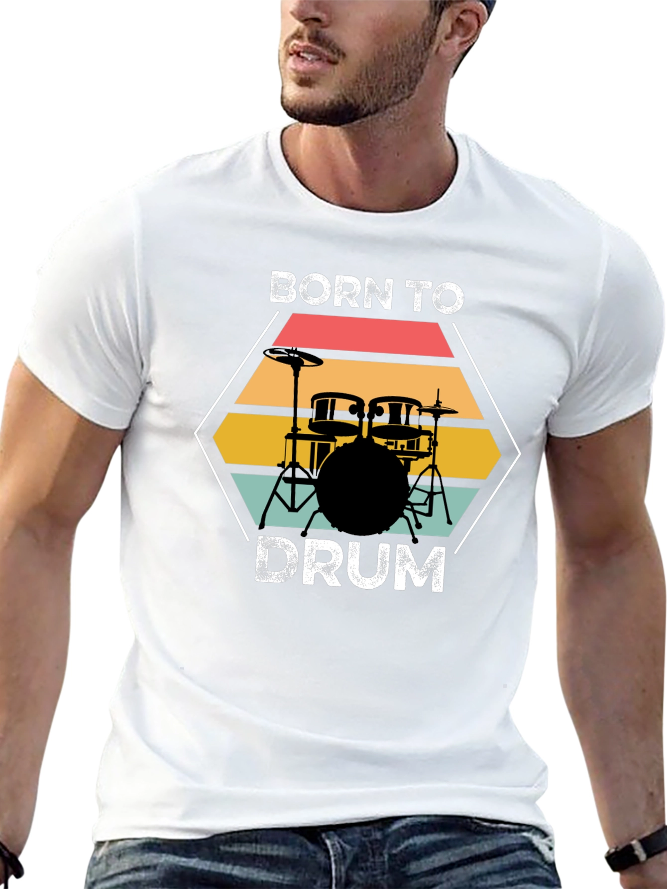 Born to Drum Black T-Shirt Music Lover Tee