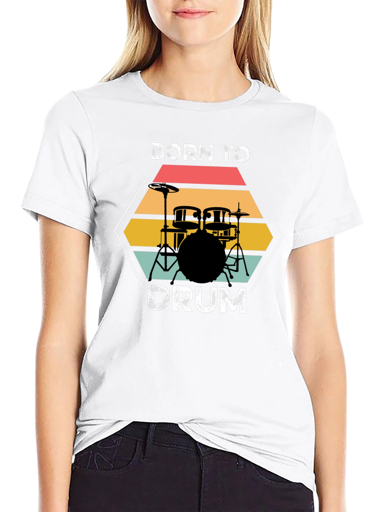 Born to Drum Black T-Shirt Music Lover Tee