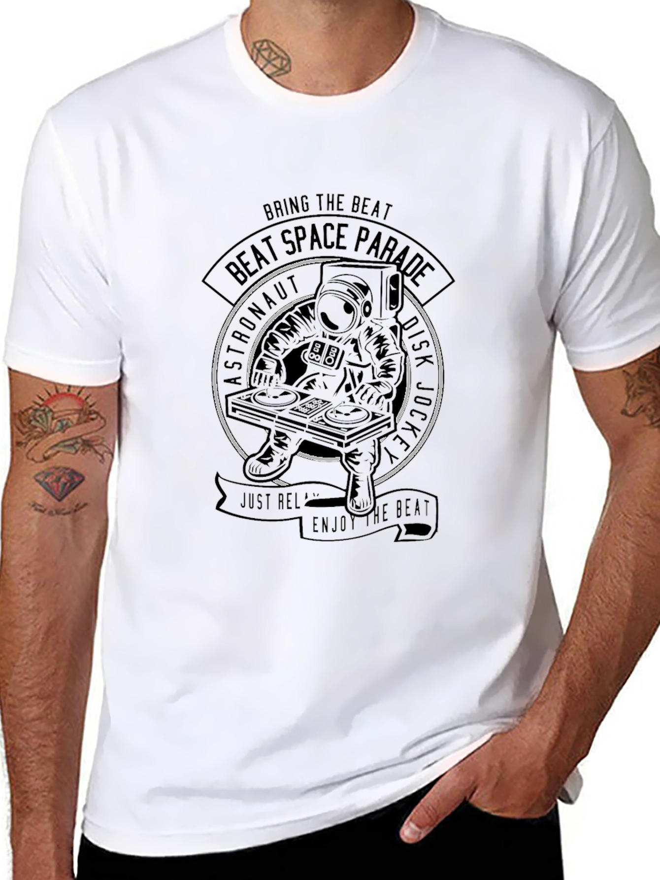 Astronaut DJ Space Beat T-Shirt - Black