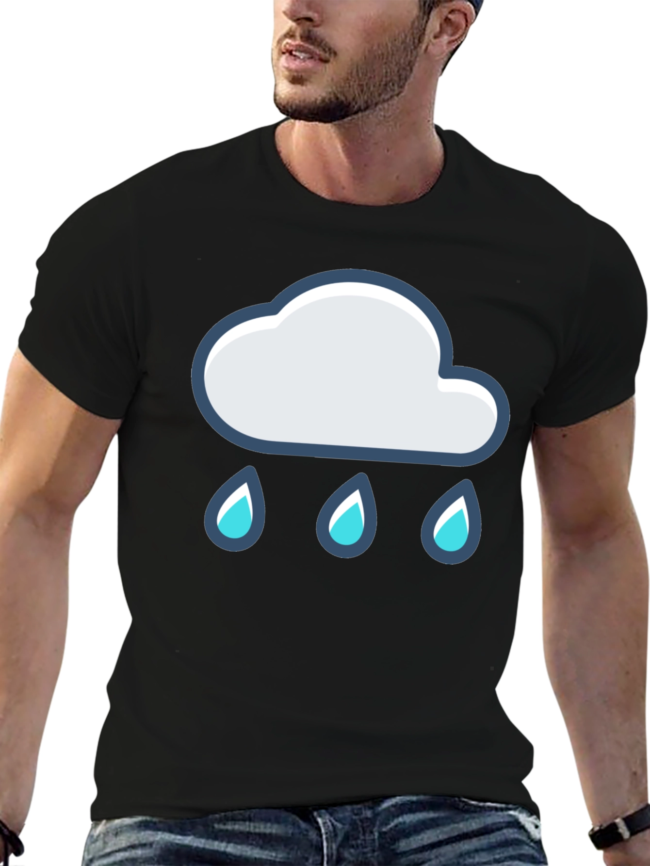 Cloud Rain T-Shirt - Black Cotton Tee