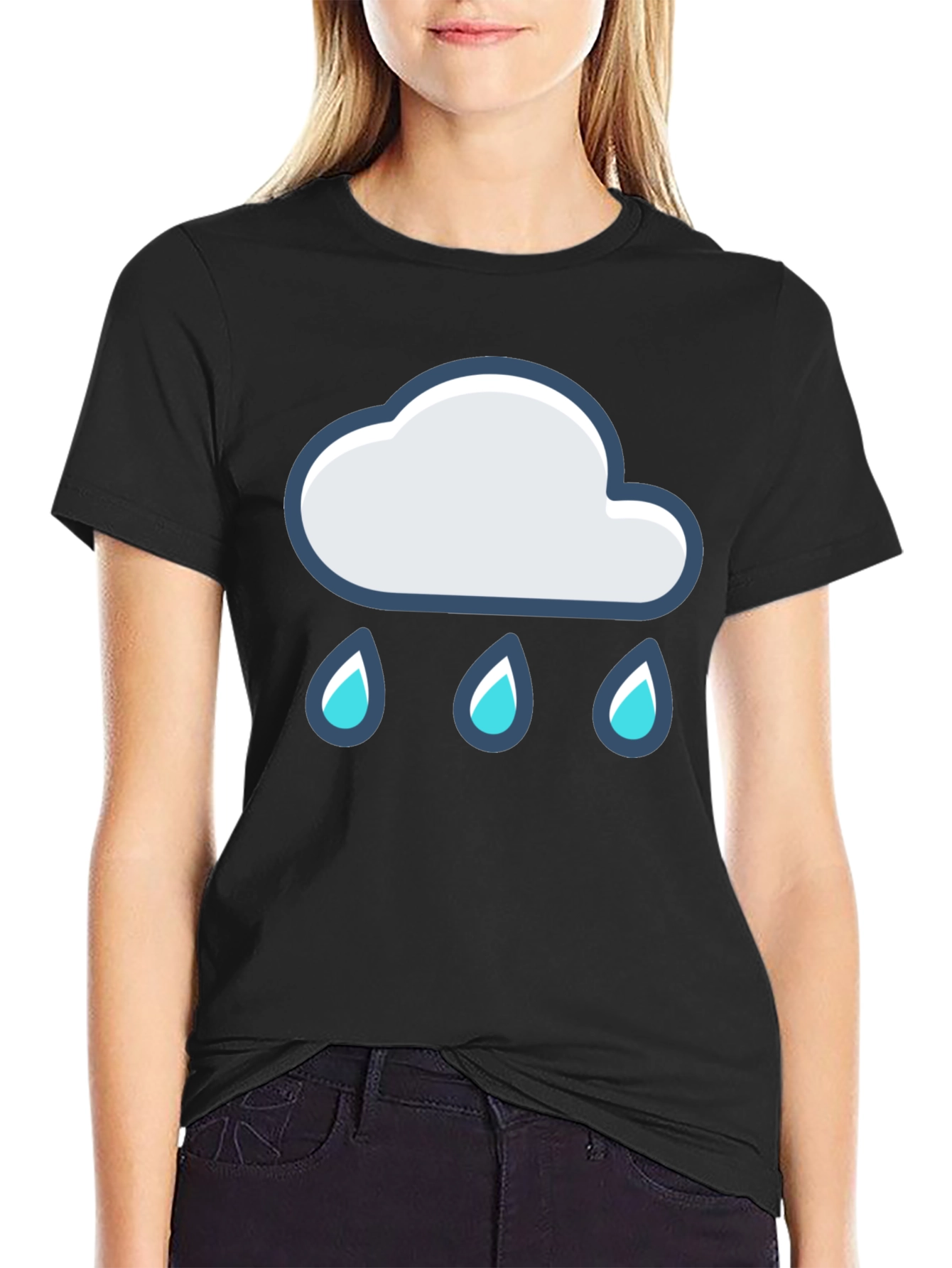 Cloud Rain T-Shirt - Black Cotton Tee
