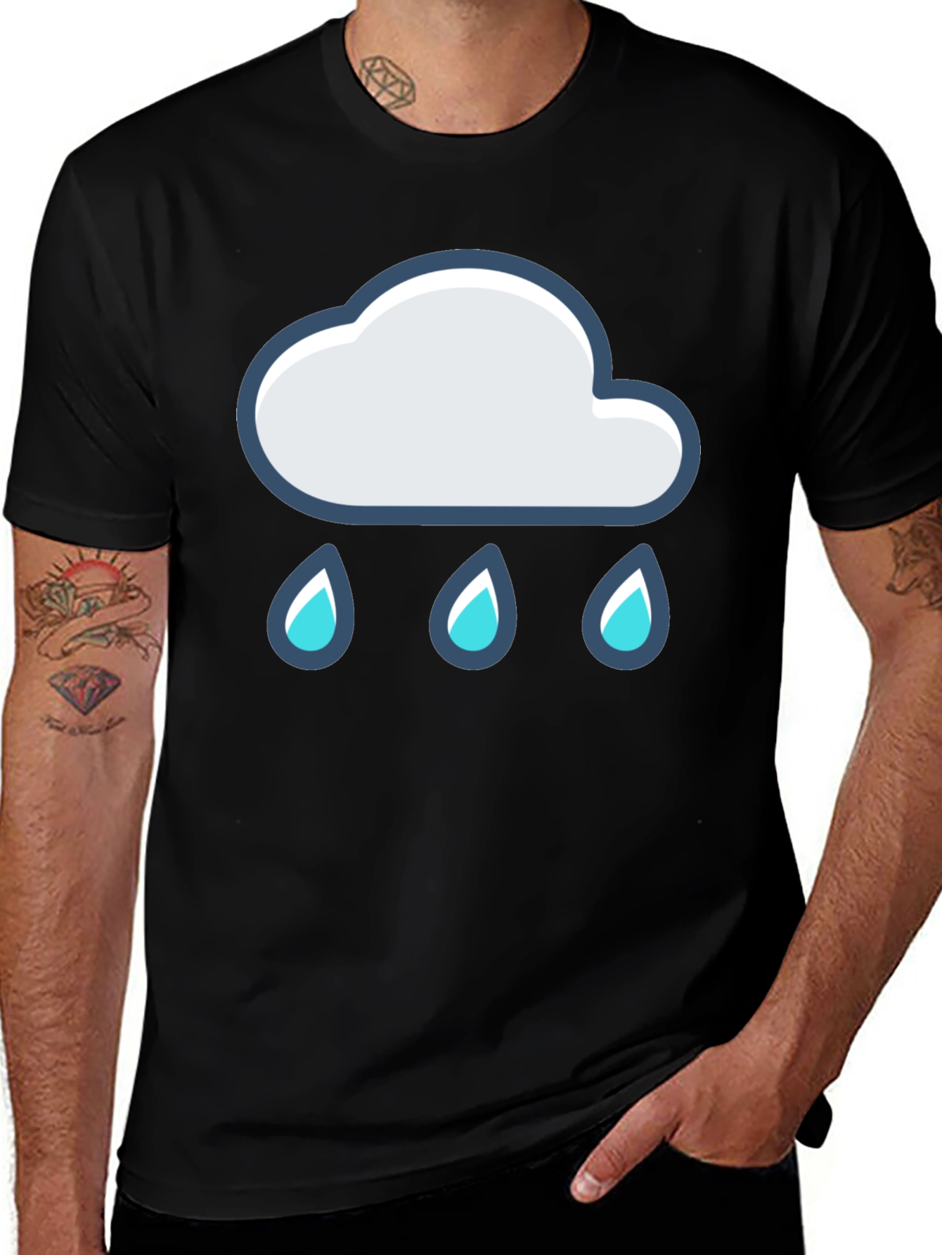 Cloud Rain T-Shirt - Black Cotton Tee