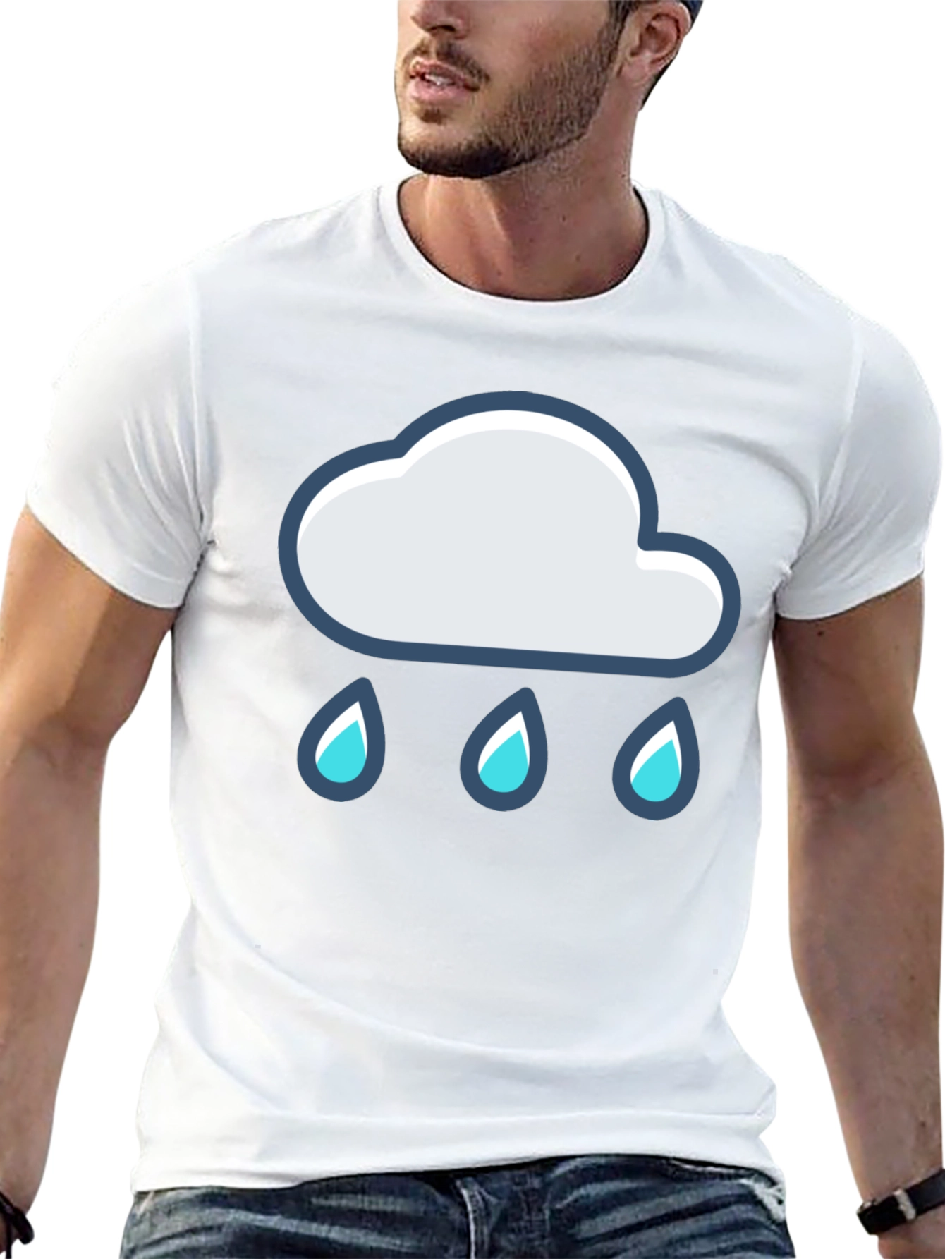 Cloud Rain T-Shirt - Black Cotton Tee