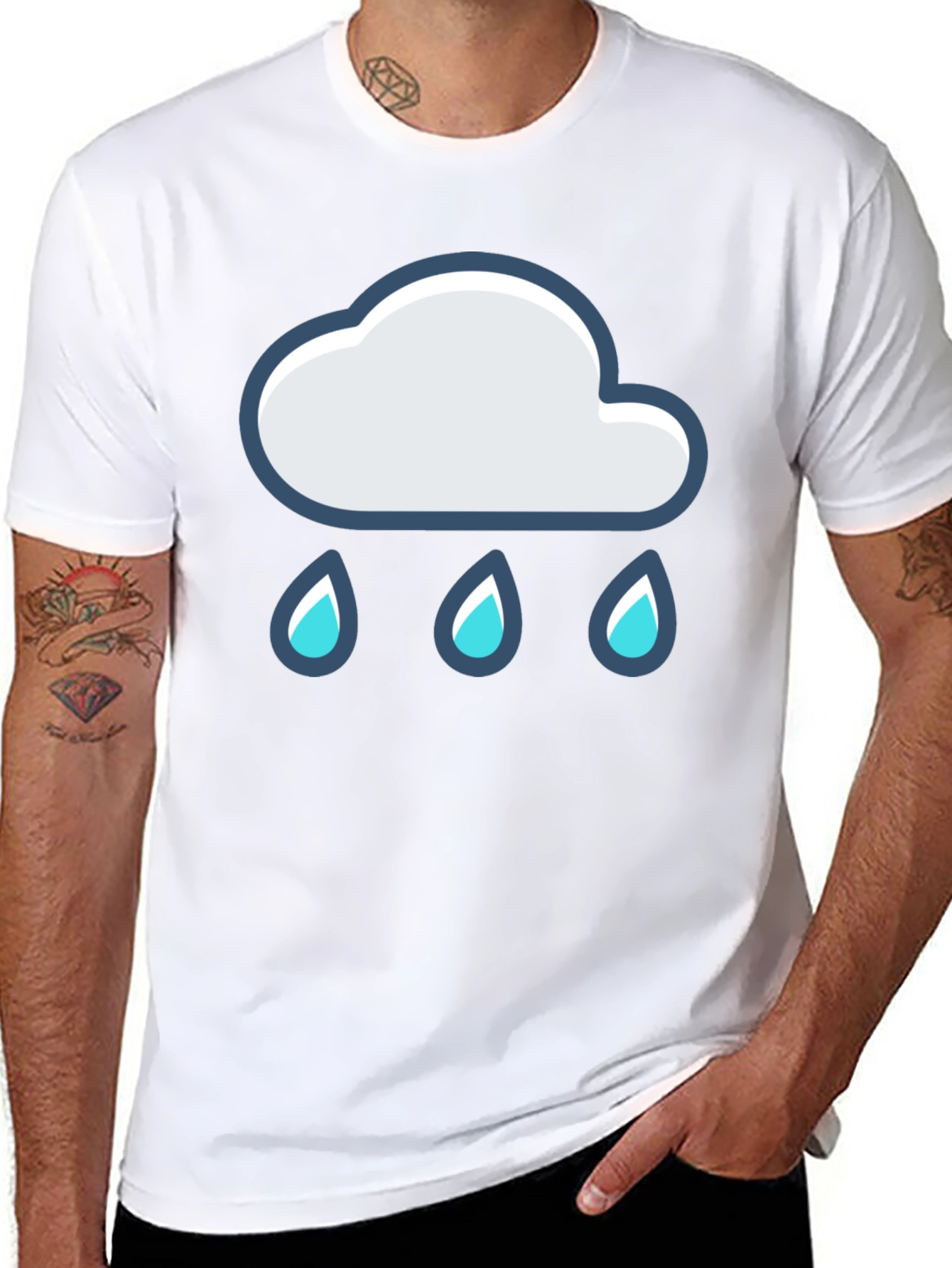 Cloud Rain T-Shirt - Black Cotton Tee