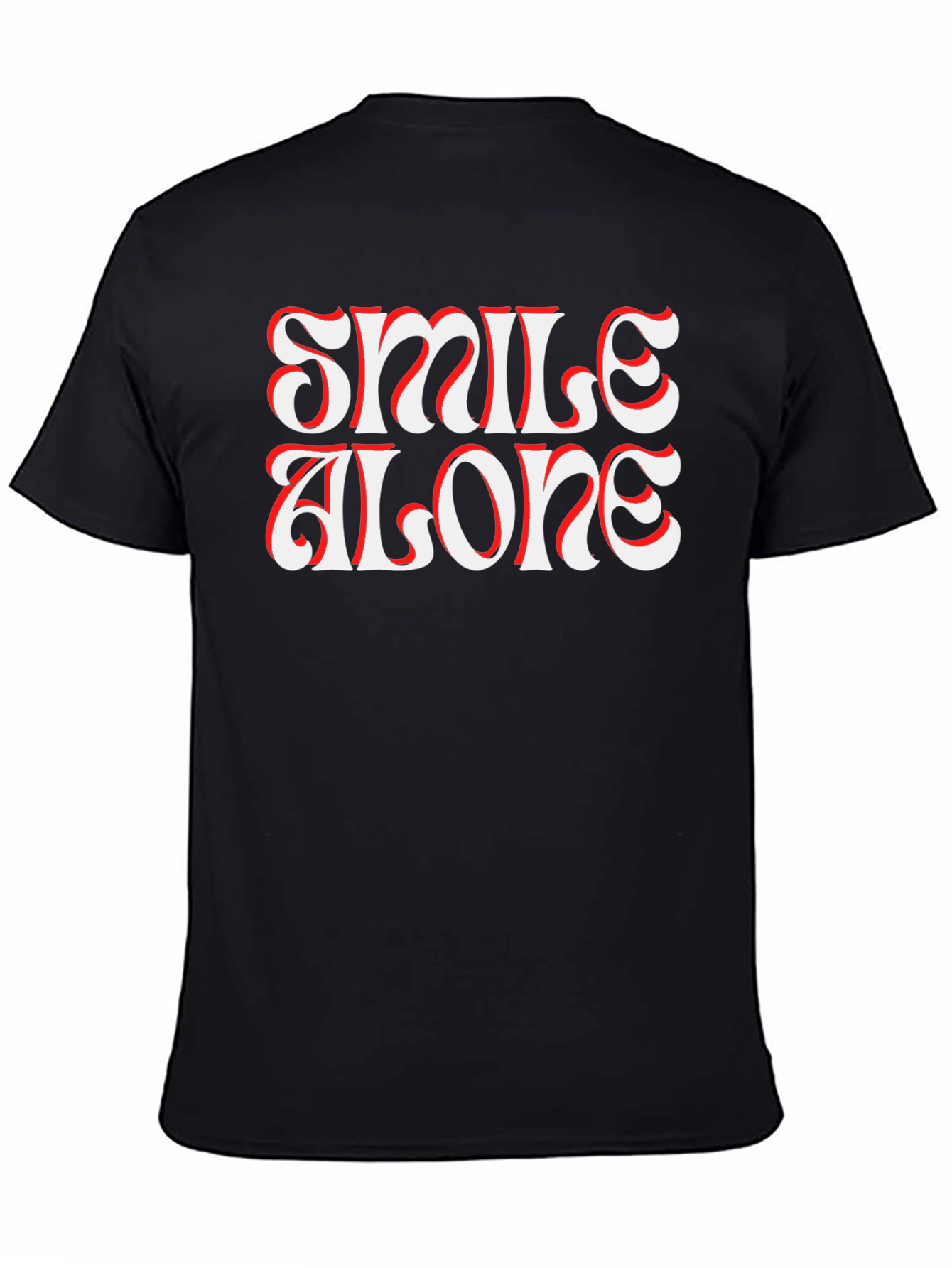 Smile Alone Graphic Print Black T-Shirt