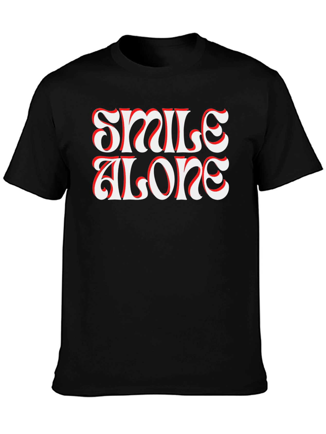 Smile Alone Graphic Print Black T-Shirt