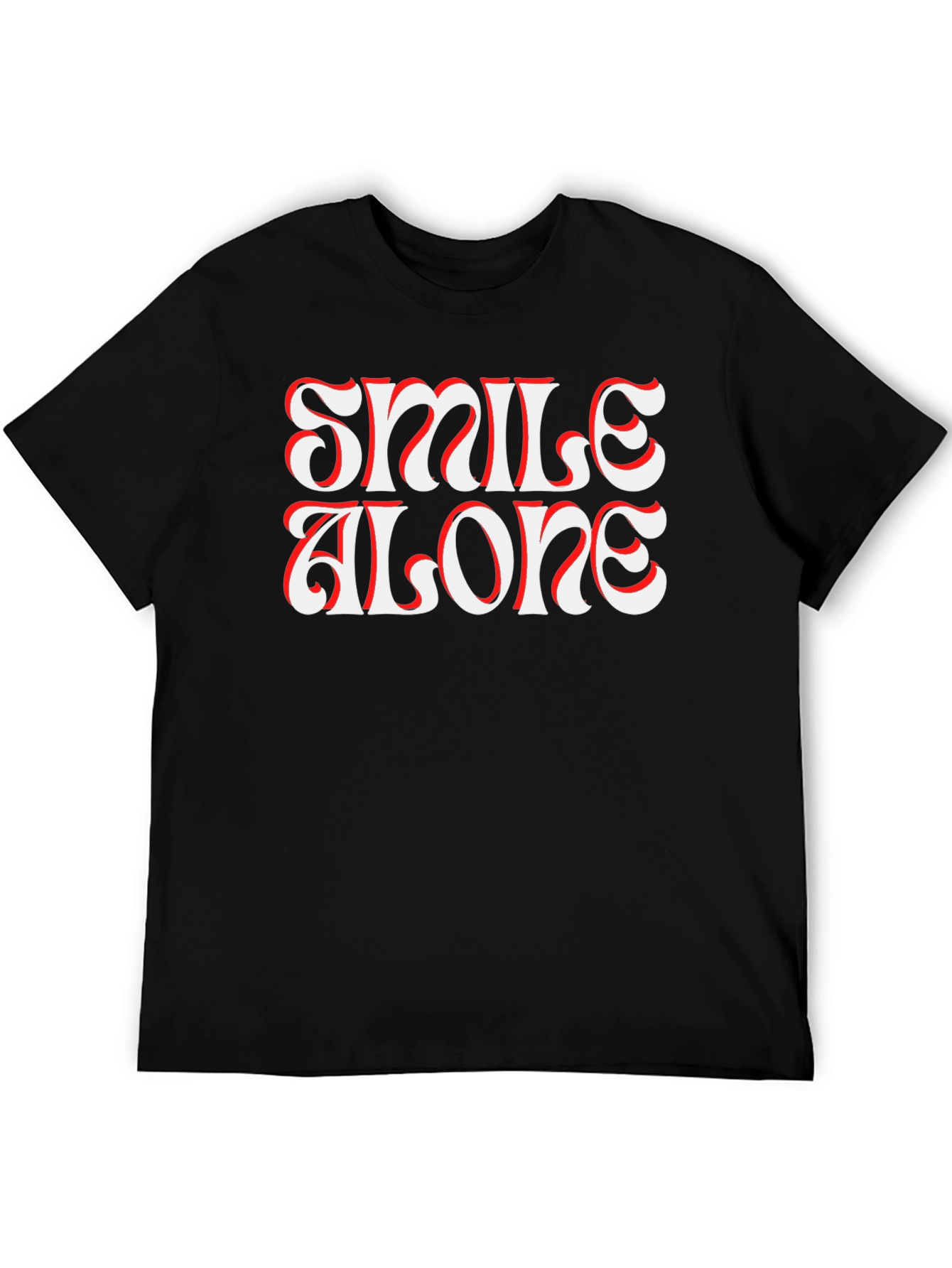 Smile Alone Graphic Print Black T-Shirt