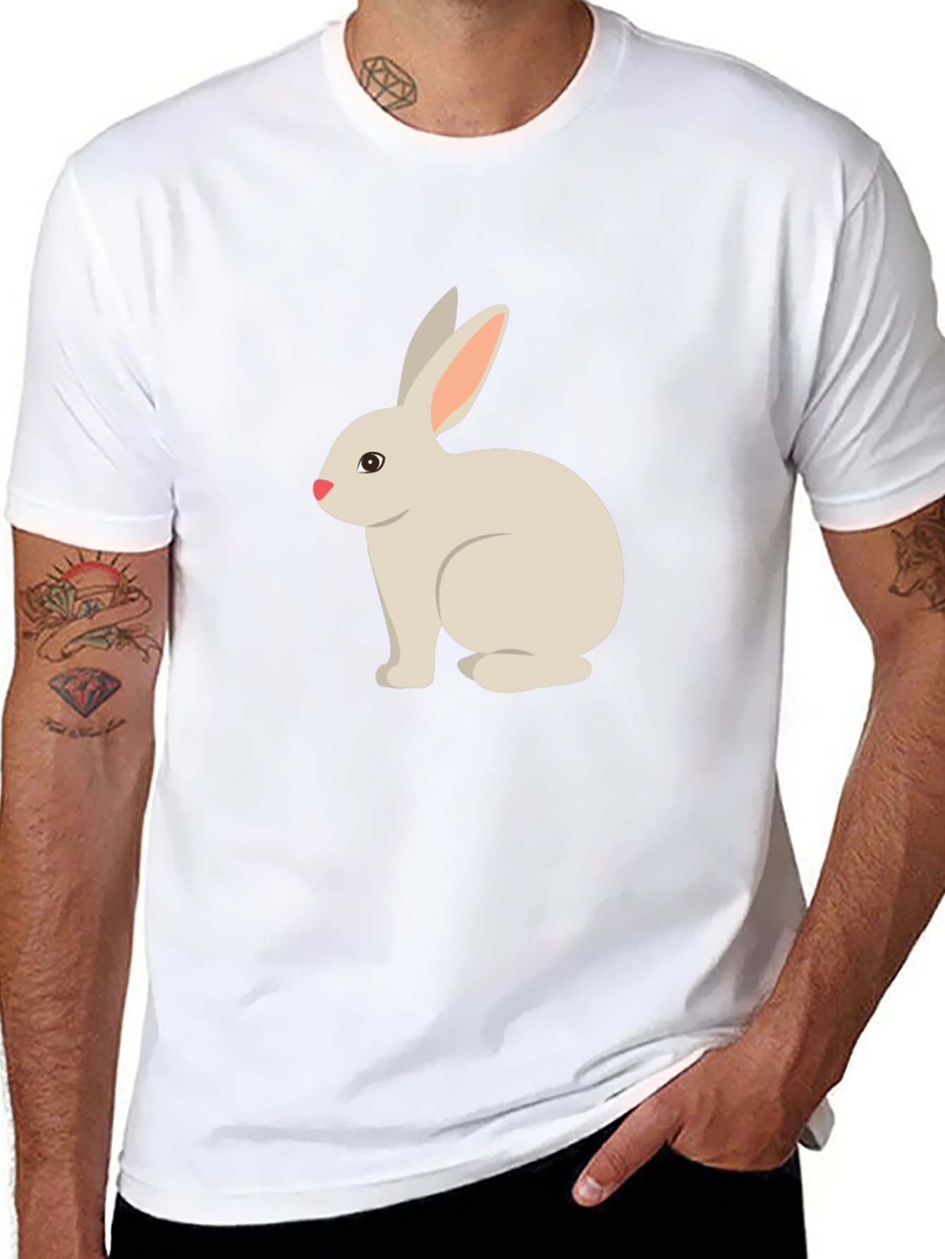 Cute Bunny Graphic Tee - Black T-Shirt