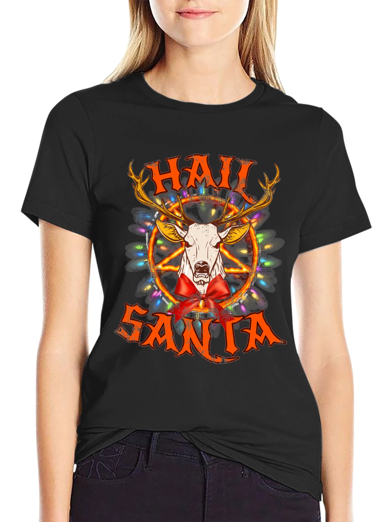 Hail Santa T-Shirt - Black Graphic Tee