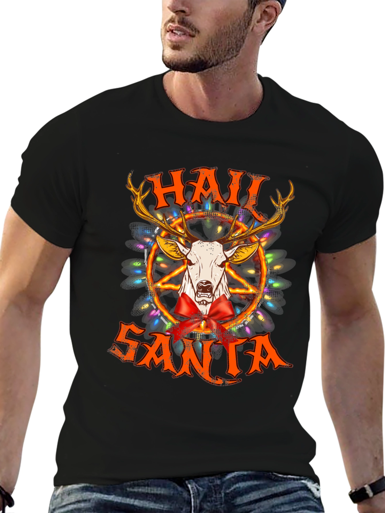 Hail Santa T-Shirt - Black Graphic Tee