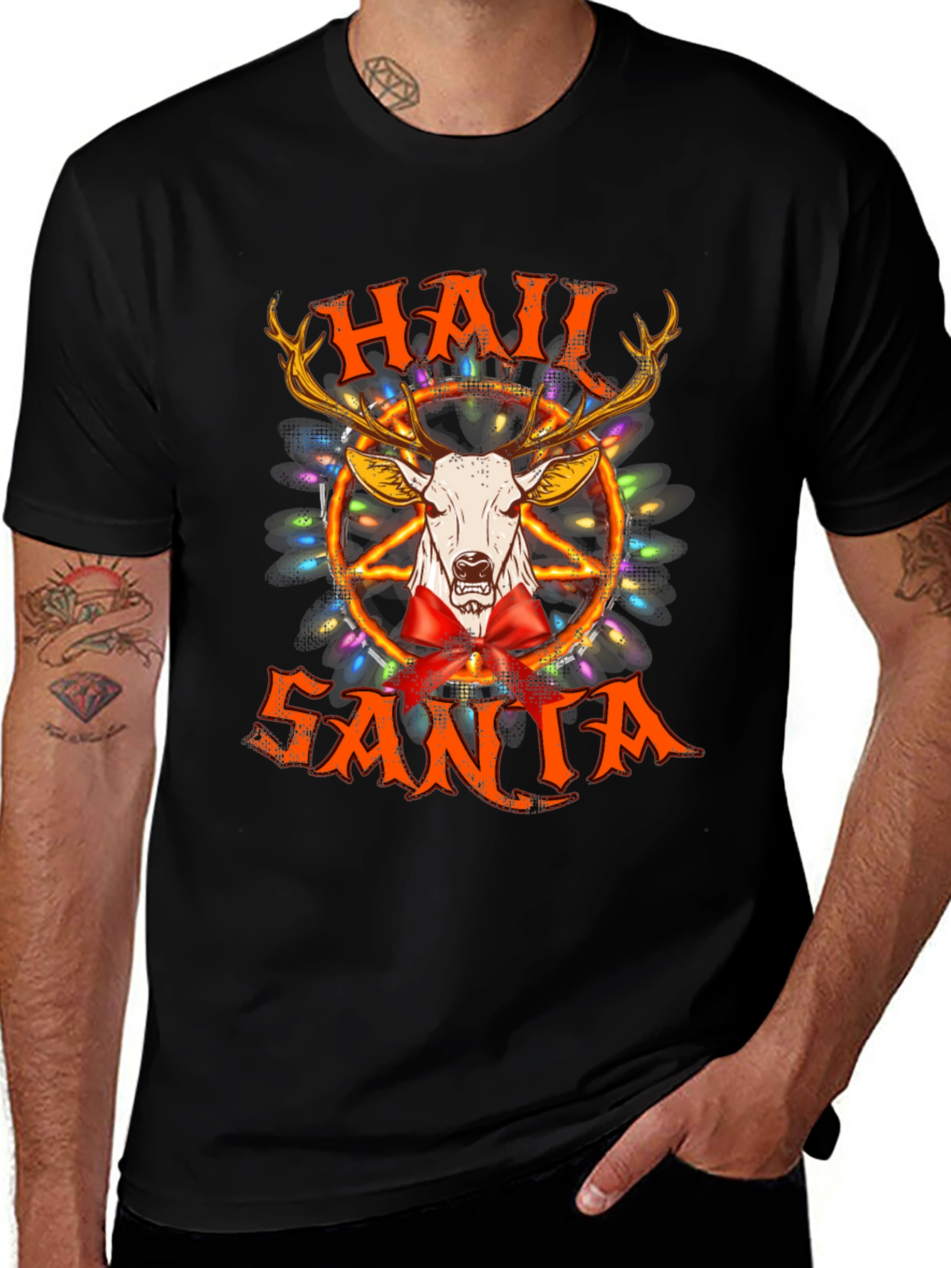 Hail Santa T-Shirt - Black Graphic Tee