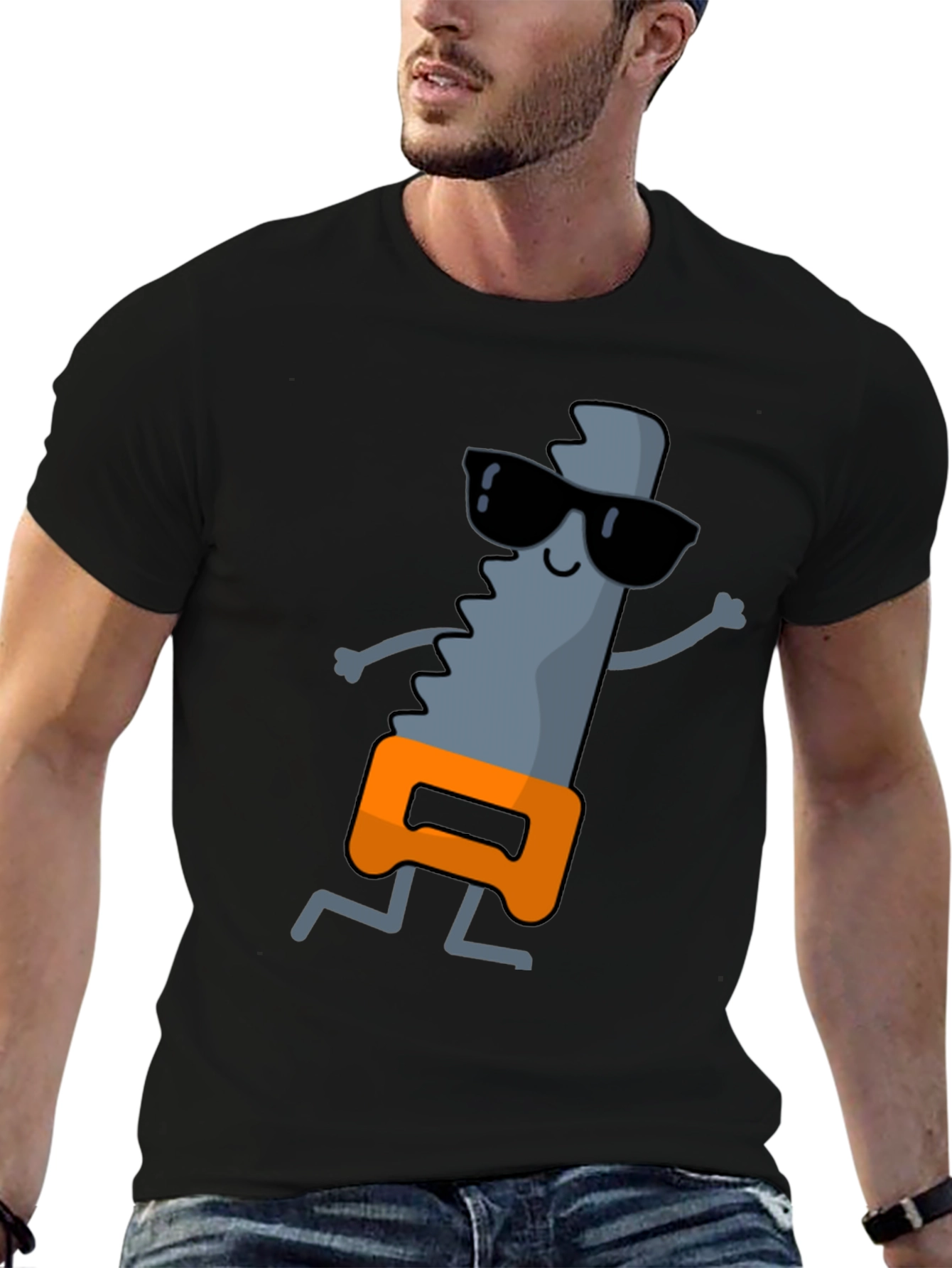 Cool Saw Graphic Tee - Black Cotton T-Shirt