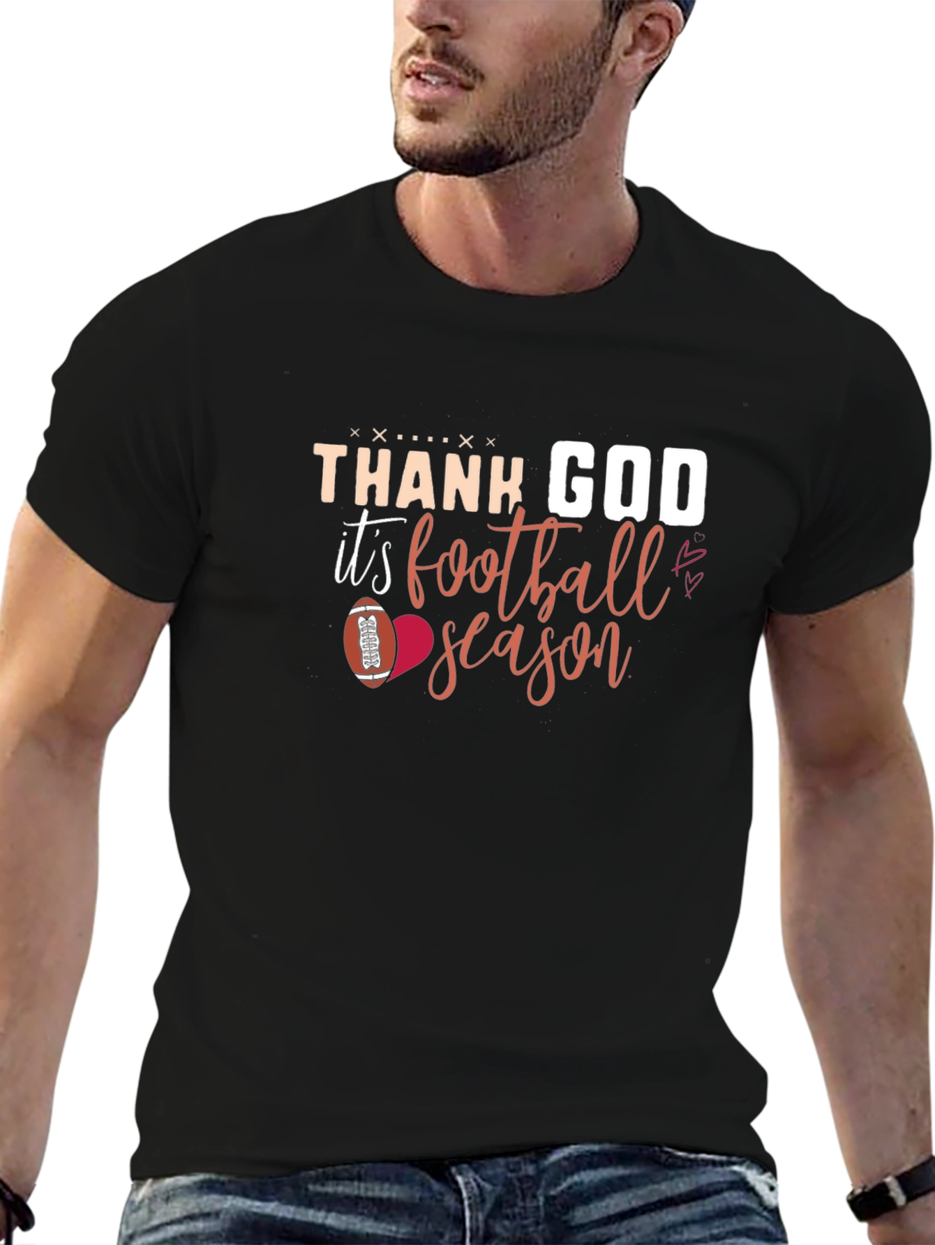 Thank God Its Football Season Black T-Shirt