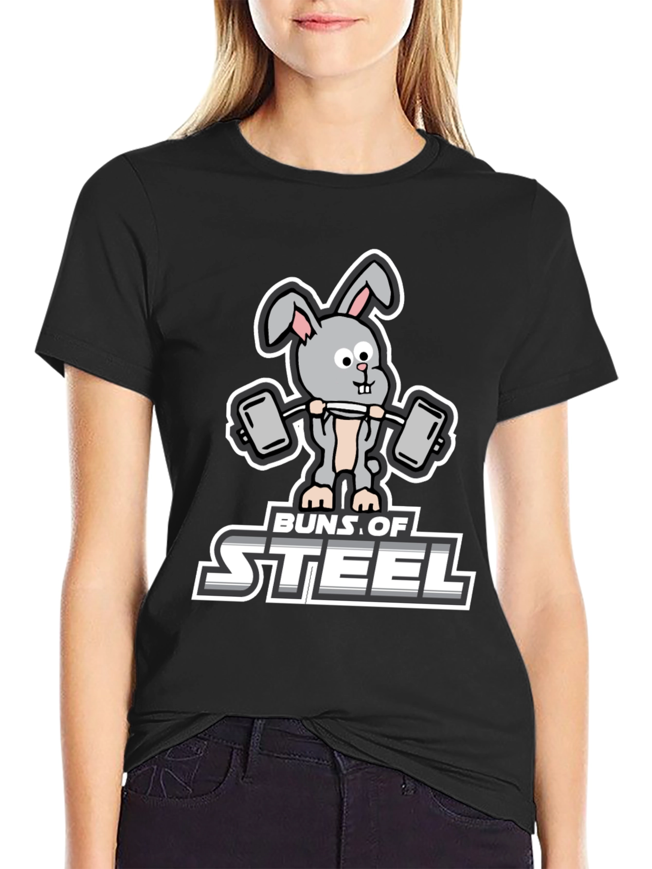 Buns of Steel T-Shirt: Funny Workout Rabbit Tee