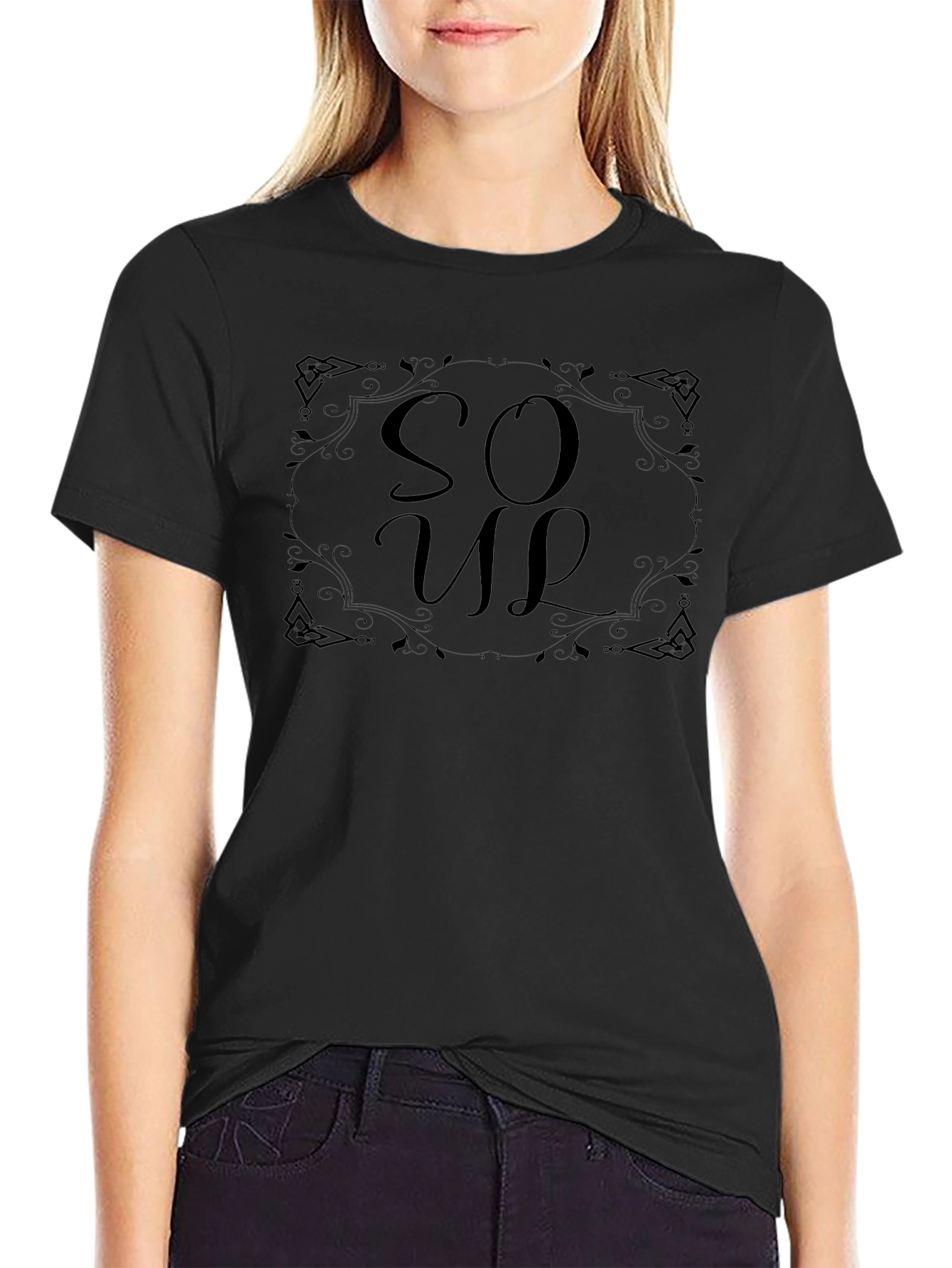 Elegant SO UP Black T-Shirt for Men
