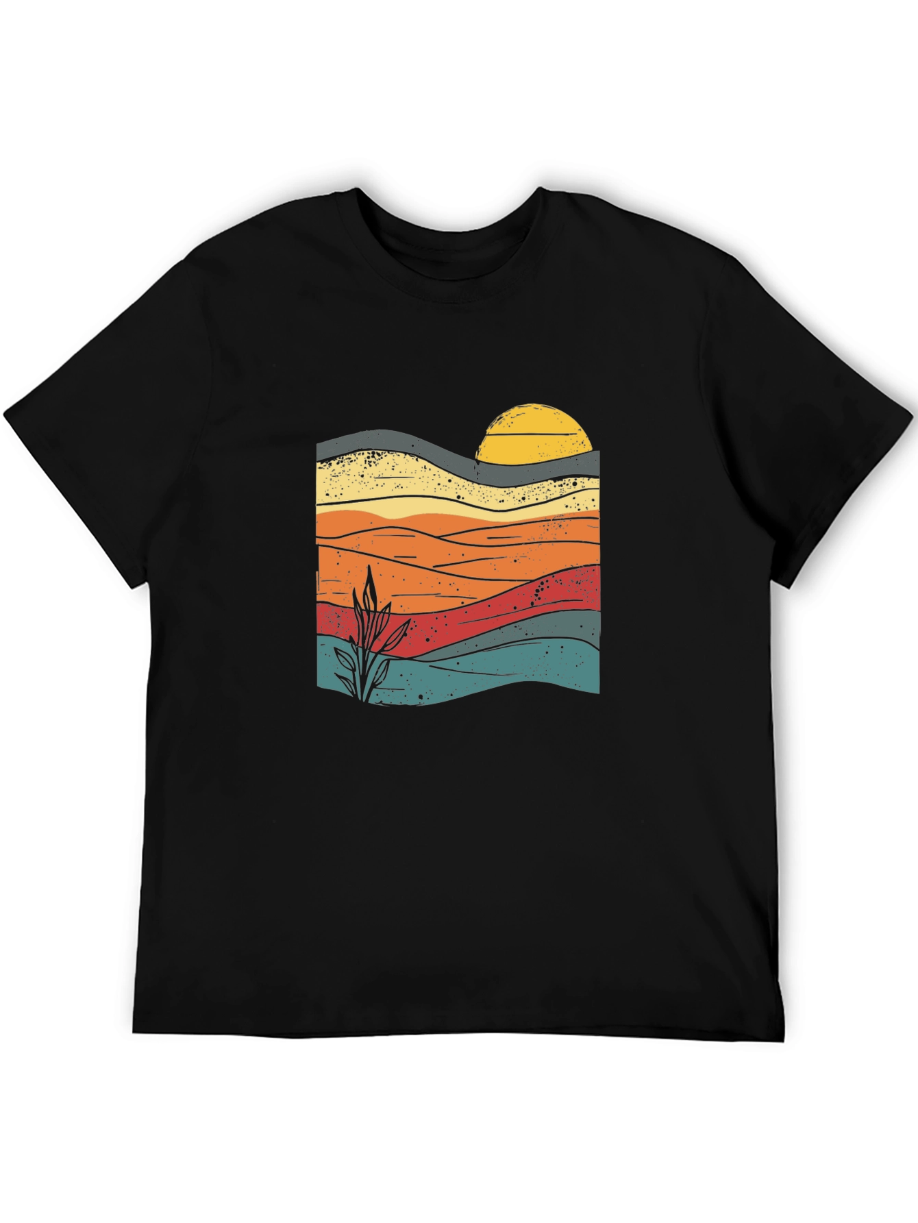 Sunset Landscape Graphic Tee - Retro Style