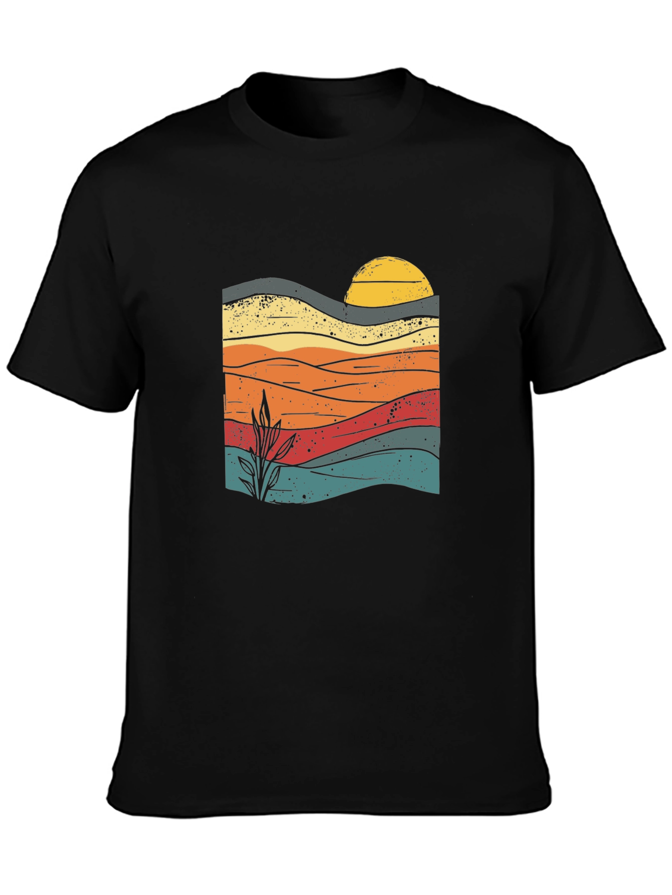 Sunset Landscape Graphic Tee - Retro Style