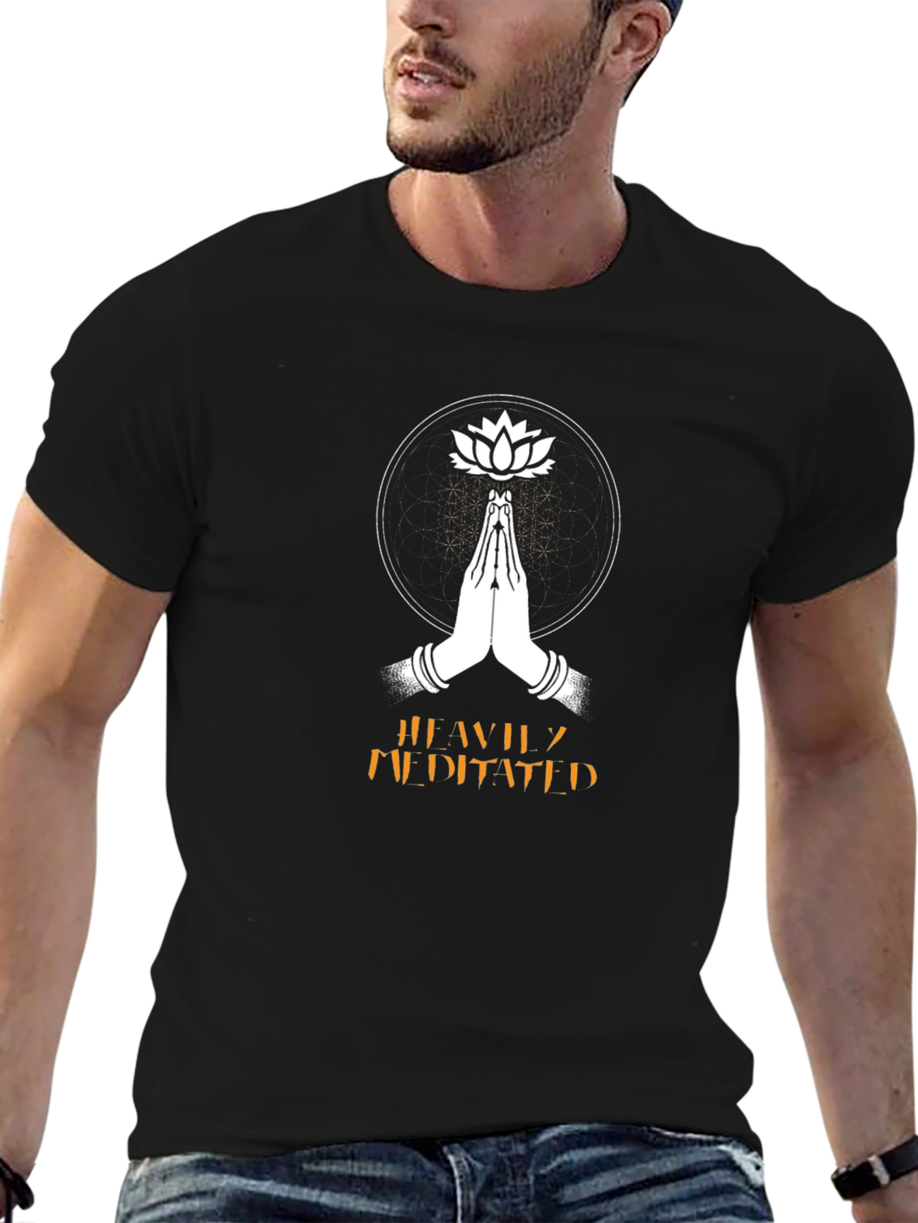 Meditate Graphic Tee - Black Cotton T-Shirt